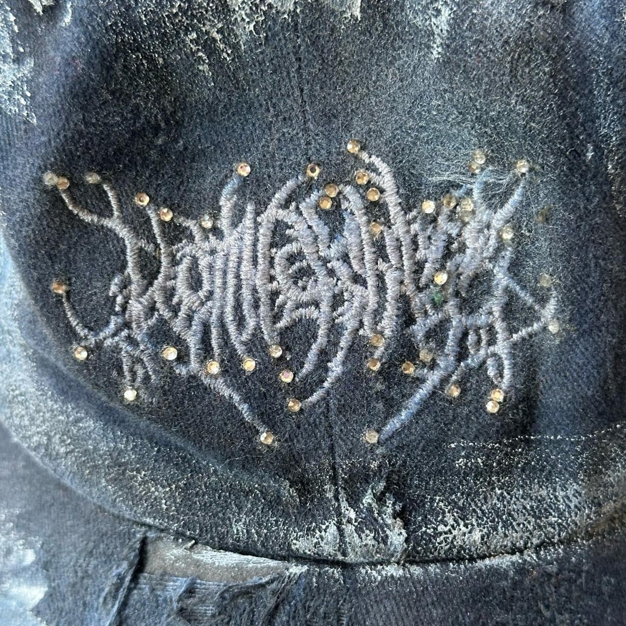 ASTROBOI* Blue Indie Barbed Wire Logo Painted Pierced Hat - - logo