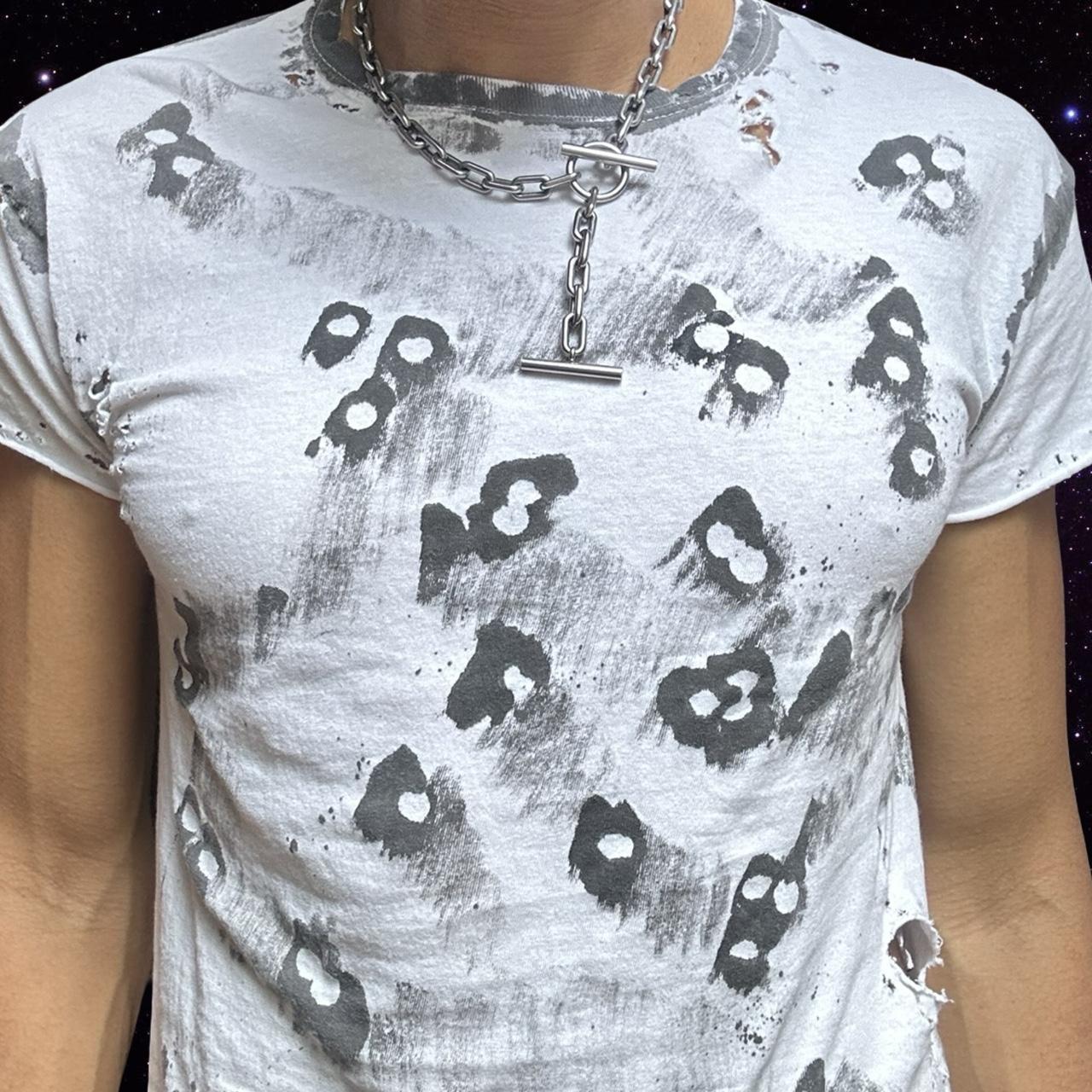 ASTROBOI* x Hanes White & Black Abstract Painted T-shirt – front 3