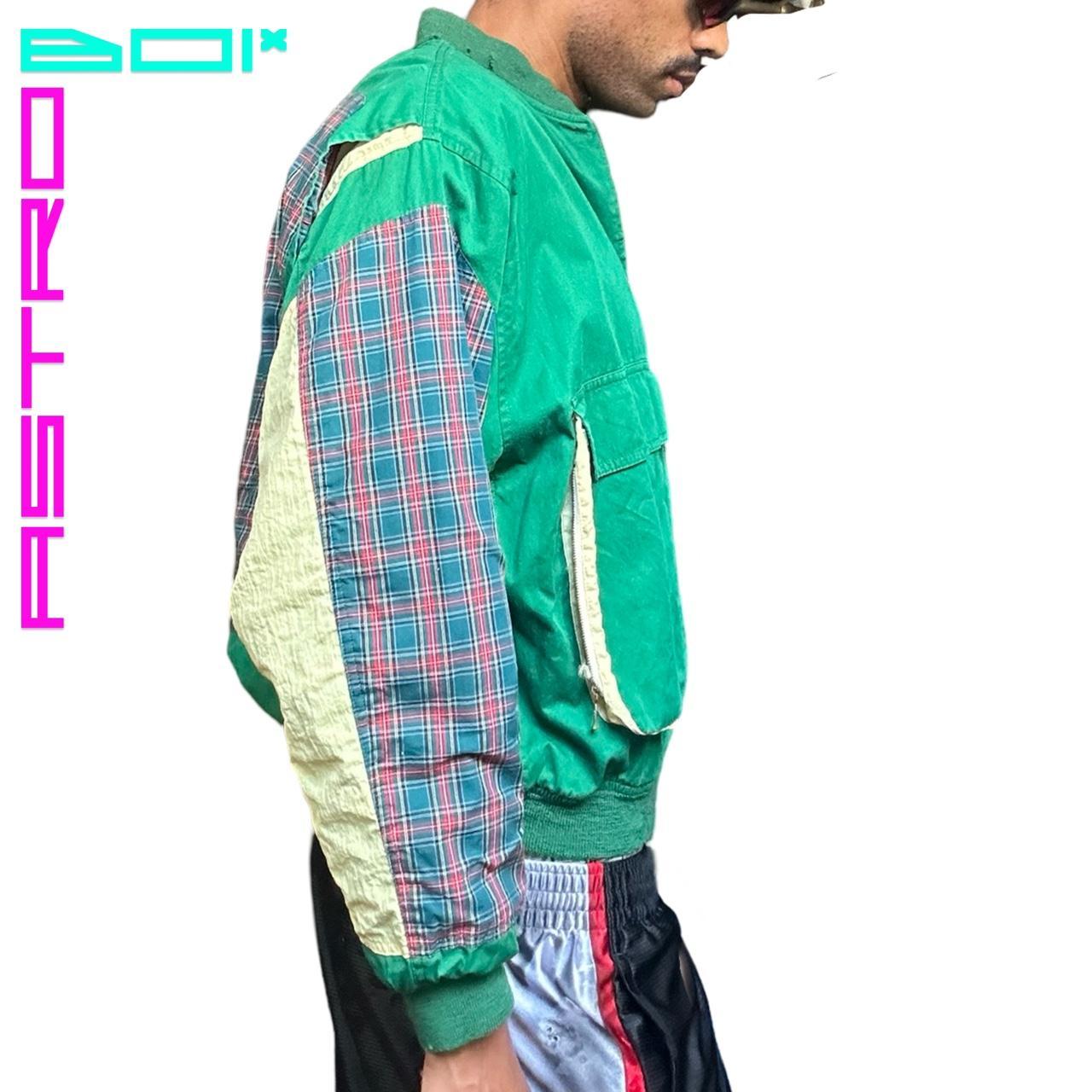 VINTAGE FAÇONNABLE GREEN COLORBLOCKED BOMBER JACKET _ MEDIUM