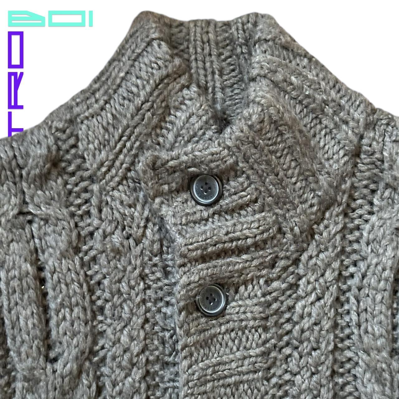 Vintage Y2K Abercrombie & Fitch Gray/Brown Oversized Cable Knit Cardigan - Medium