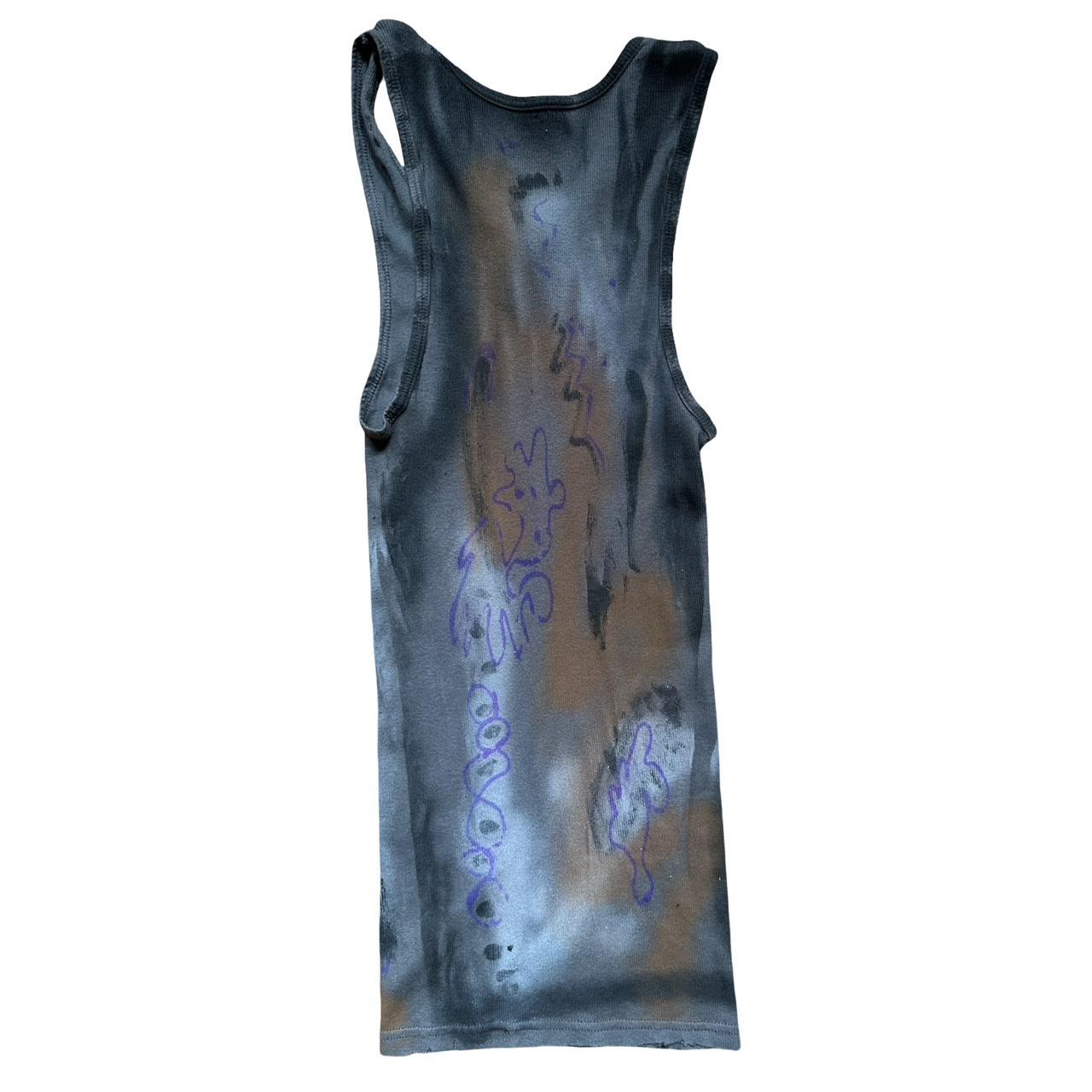 ASTROBOI* x Gildan 'Graffiti' Gray Graphic Print Tank Top - flat back