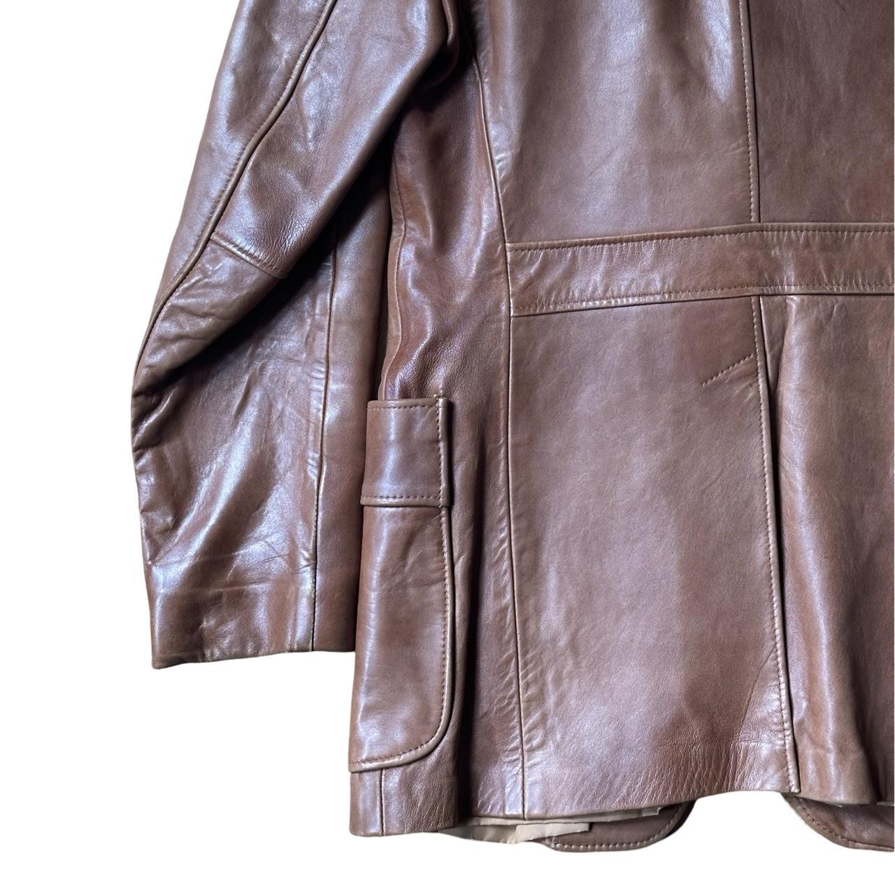 Vintage Trailmaster Brown/Camel Leather Blazer, flat back detail 2