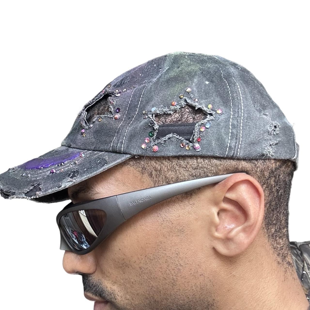 ASTROBOI* 'Shooting Stars' Black Rhinestone Resin Hat - left