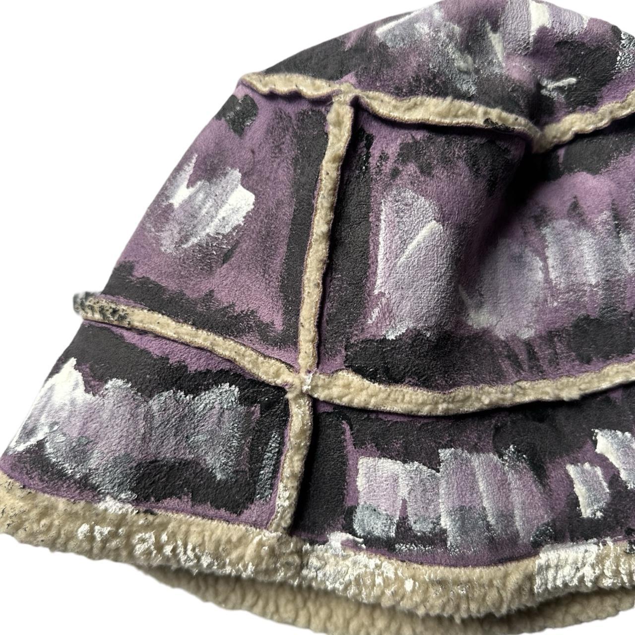 ASTROBOI* Lavender Painted Faux Suede Sherpa Bucket Hat - details
