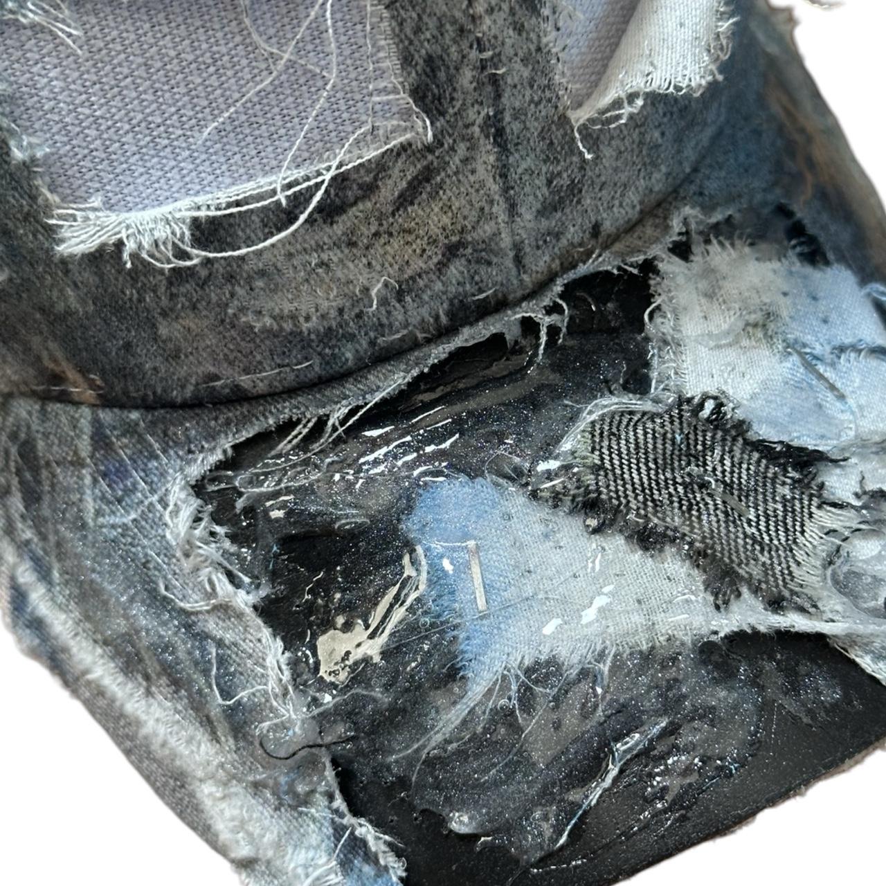 ASTROBOI* 'Margiela' Blue Deconstructed Trompe L'oeil Resin Hat, front close up right