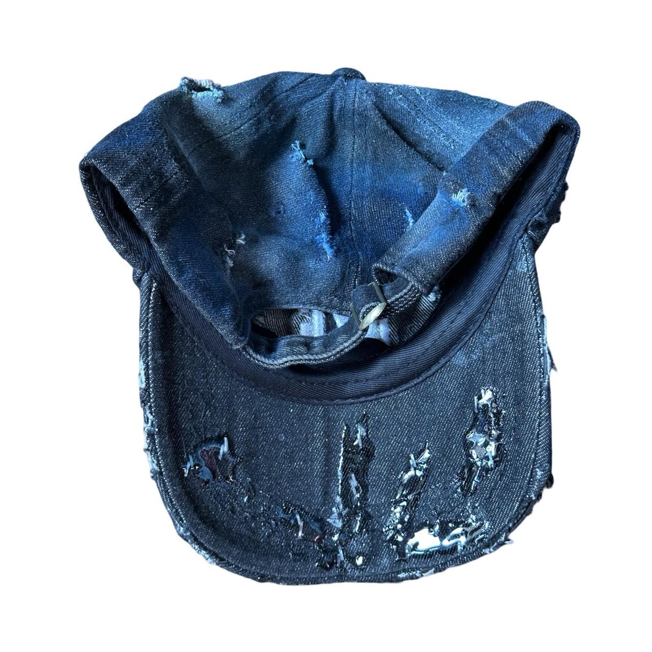 ASTROBOI* NYC Distressed & Deconstructed Black Denim Resin Hat , back
