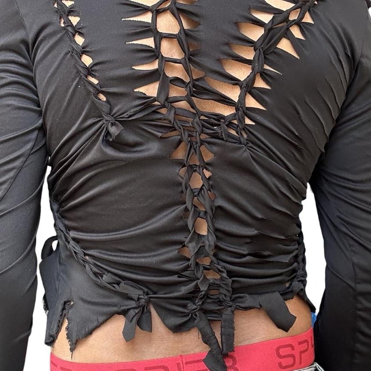 ASTROBOI* 'Thunder' Black Braided Compression Top, back detail