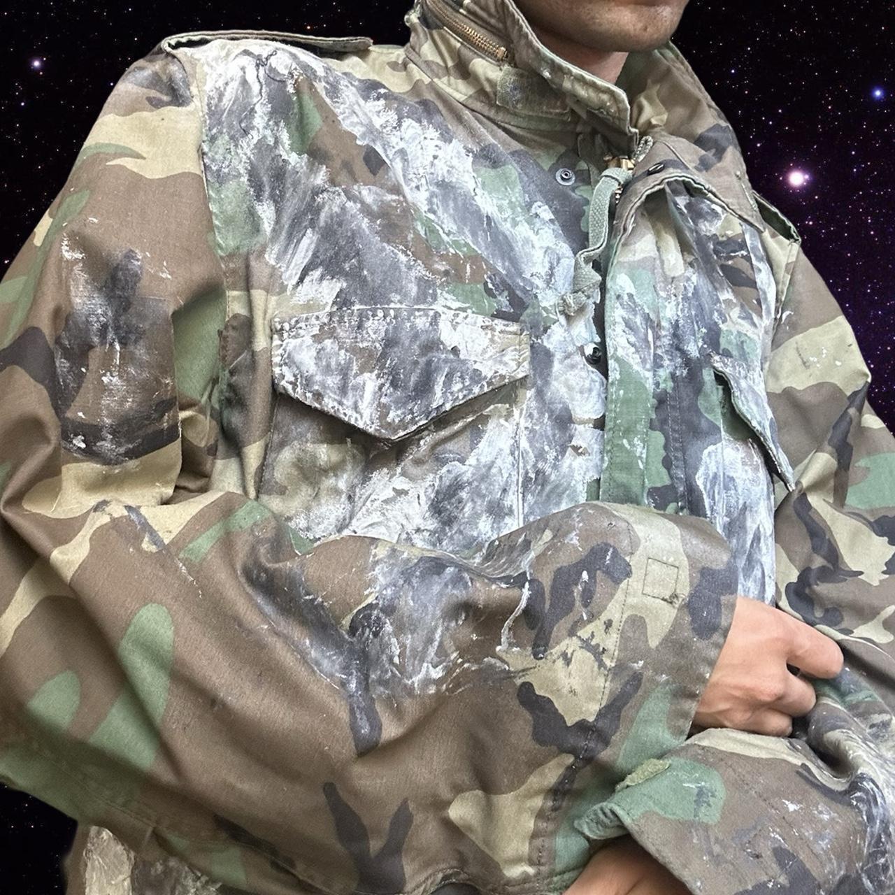 ASTROBOI* 'X Marks The Spot' Oversized Painted Camouflage Jacket - details