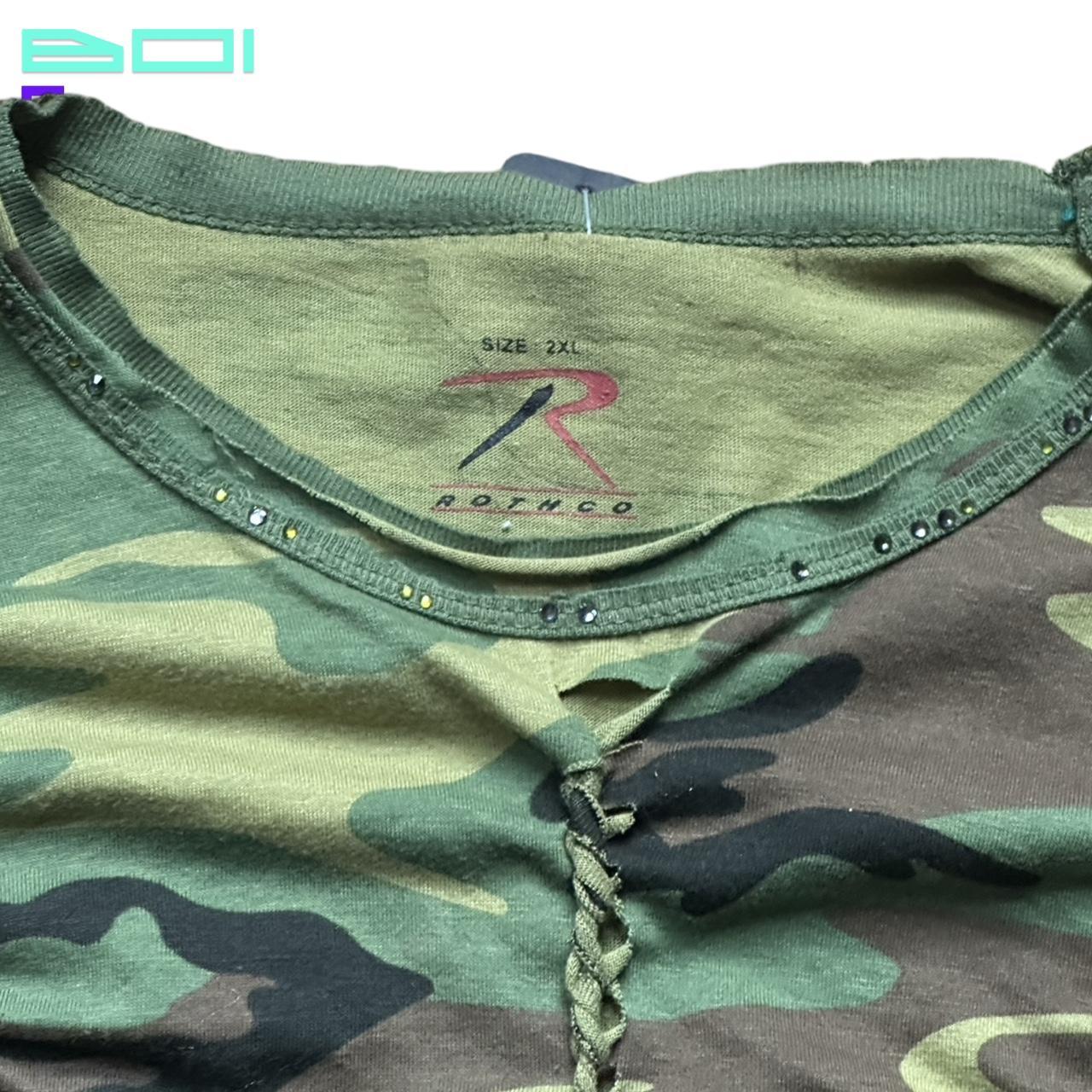 ASTROBOI* Green Camo Braided Rhinestone T-shirt - XL