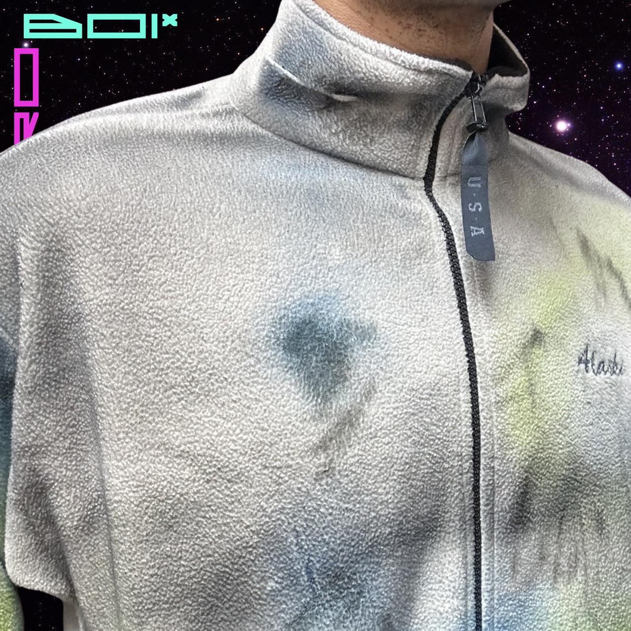 ASTROBOI* 'Alaska' Tan Men's Fleece Airbrushed Zip Up Jacket - Large