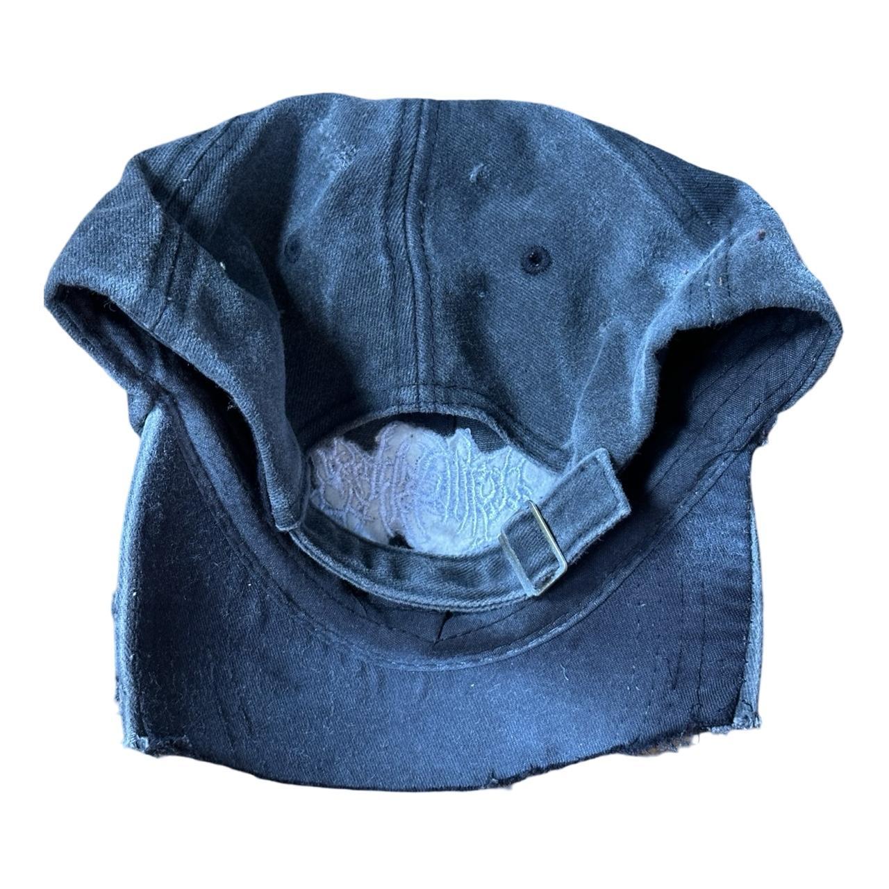 ASTROBOI* 'Chalk' Black Distressed Half Visor Resin Rhinestone Hat - back