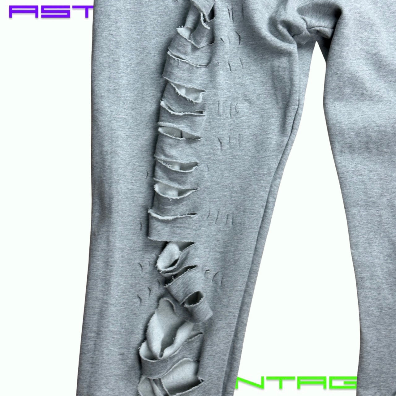 ASTROBOI* GREY TATTERED BAGGY SWEATPANTS_3XL