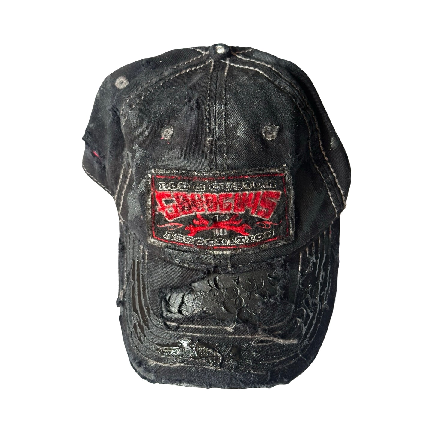 ASTROBOI* 'Goodguys' Black Distressed Resin Hat - flat front