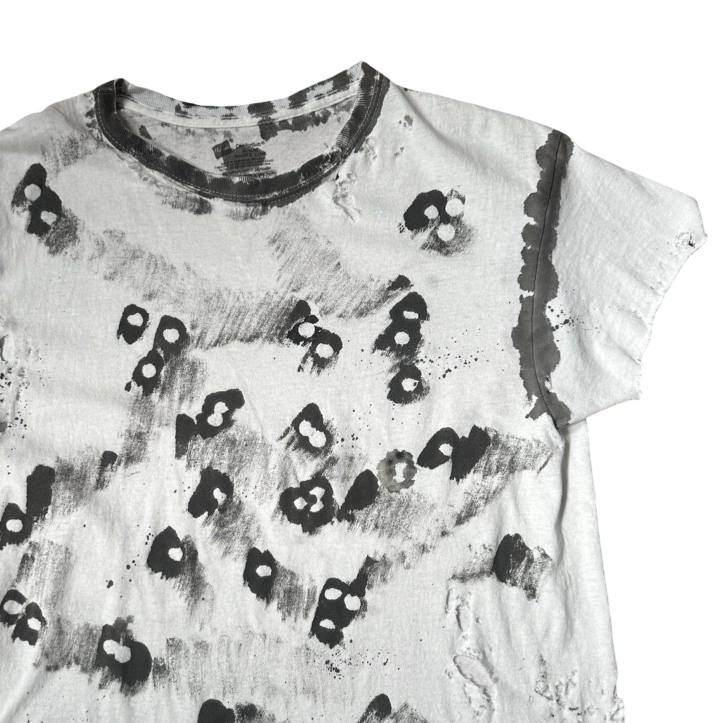 ASTROBOI* x Hanes White & Black Abstract Painted T-shirt – flat front 2