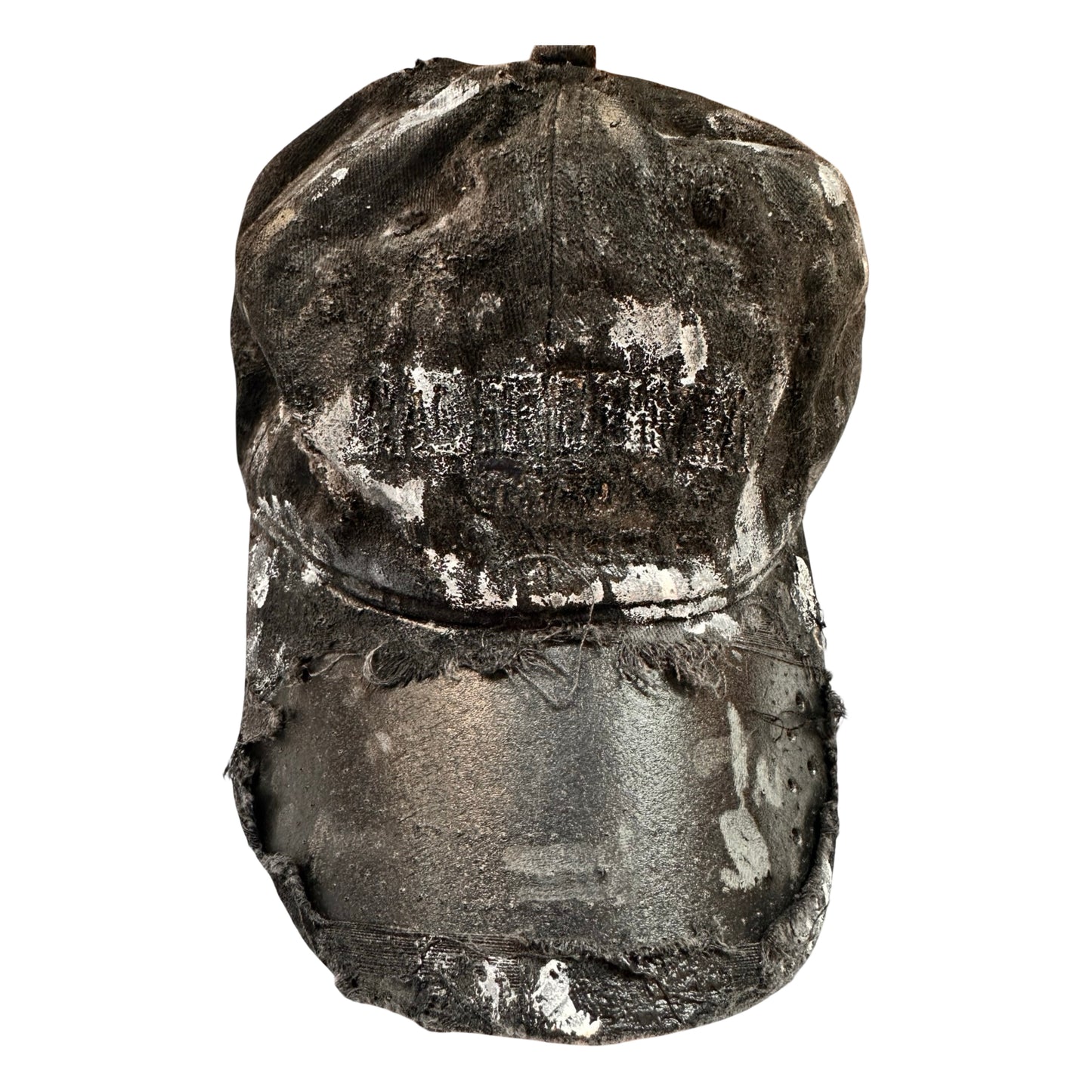 ASTROBOI* 'Cali' Black & White Painted Distressed Deconstructed Hat - flat front