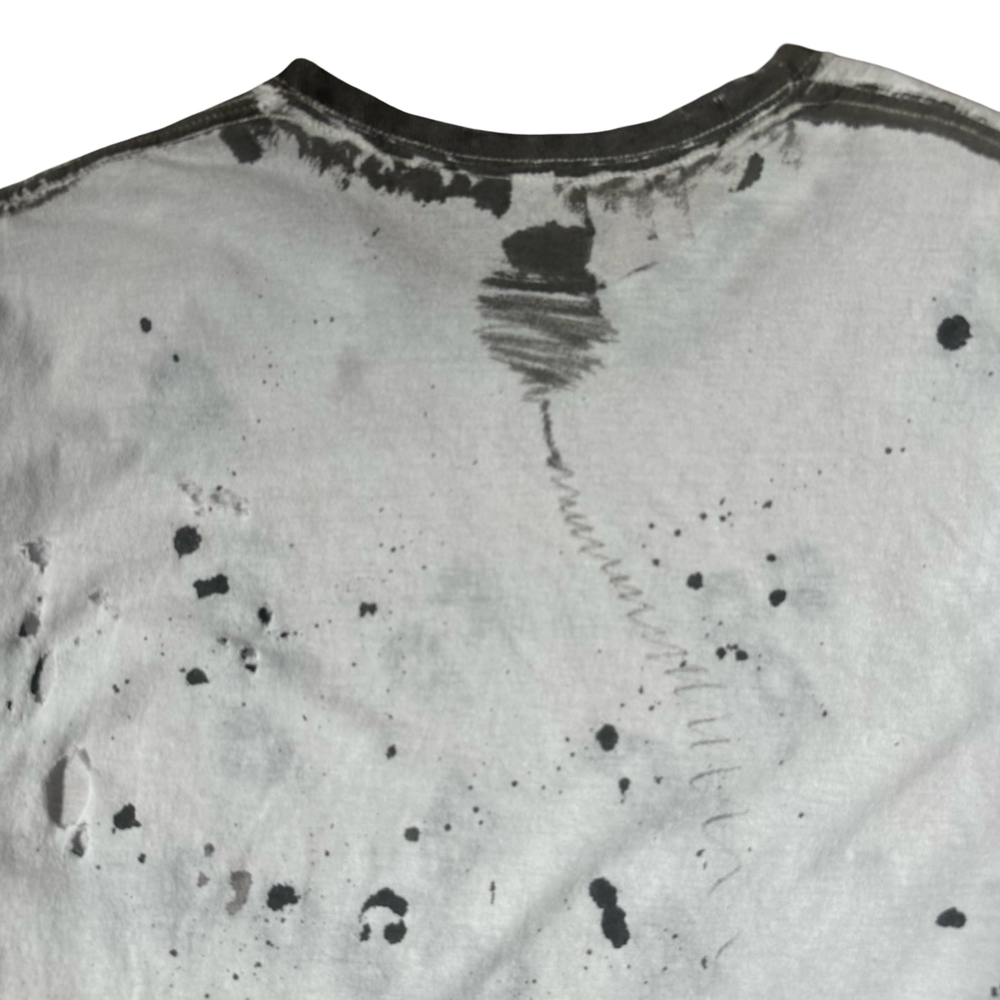 ASTROBOI* x Hanes White & Black Abstract Painted T-shirt – flat back 2