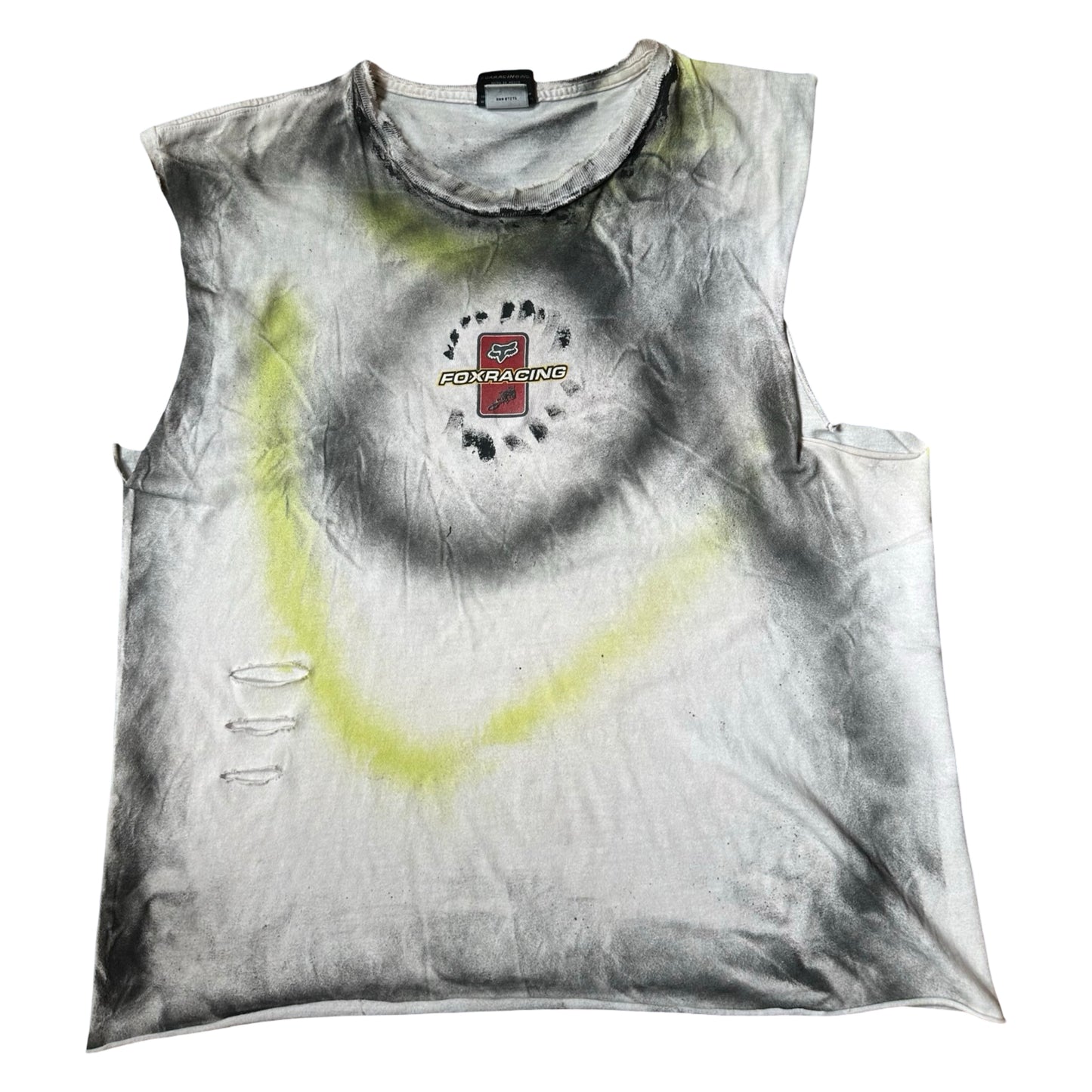 ASTROBOI* x Fox Racing White Motocross Airbrushed Tank Top – flat front