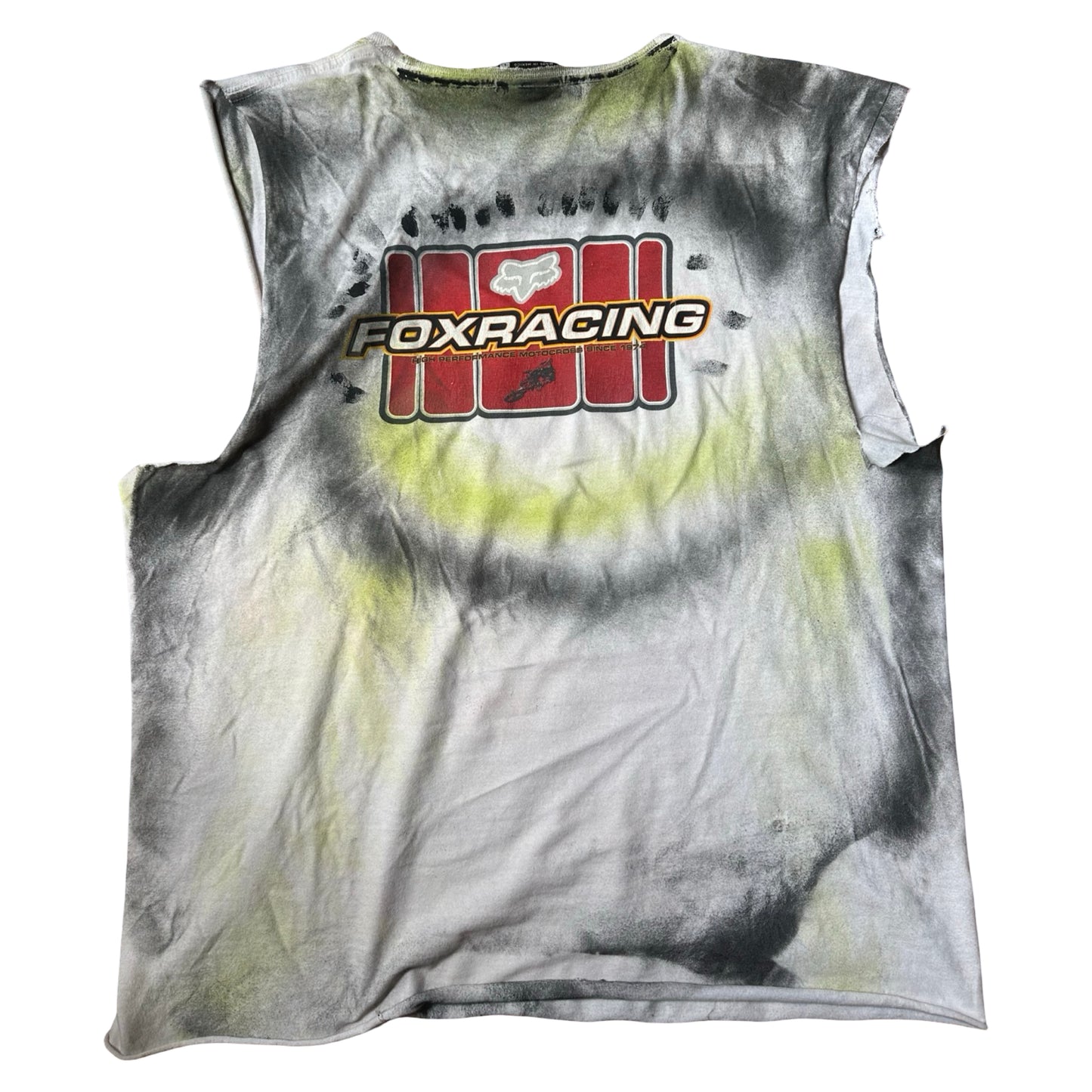 ASTROBOI* x Fox Racing White Motocross Airbrushed Tank Top – flat back