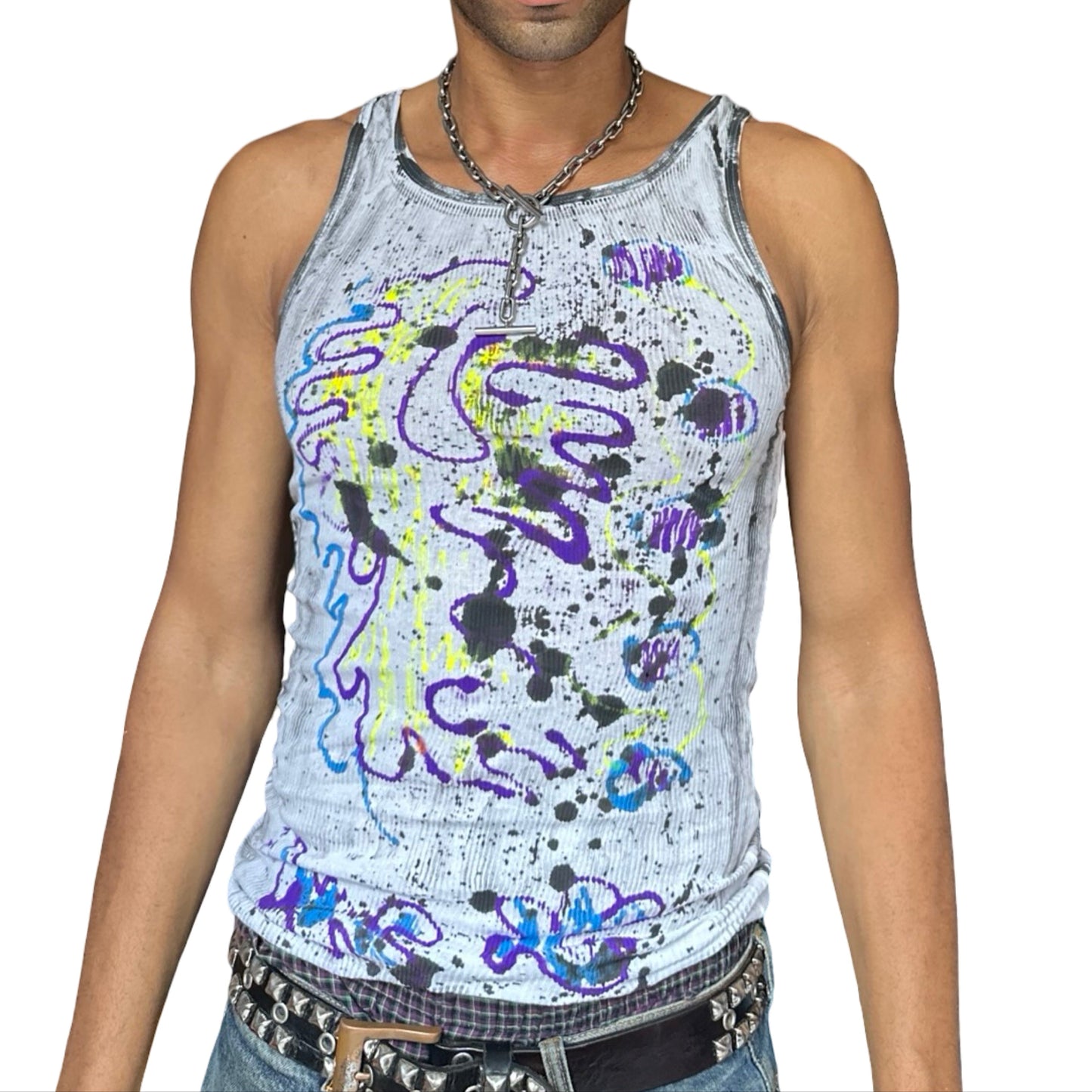 ASTROBOI* x Hanes 'Skies' White Graphic Print Tank Top - front