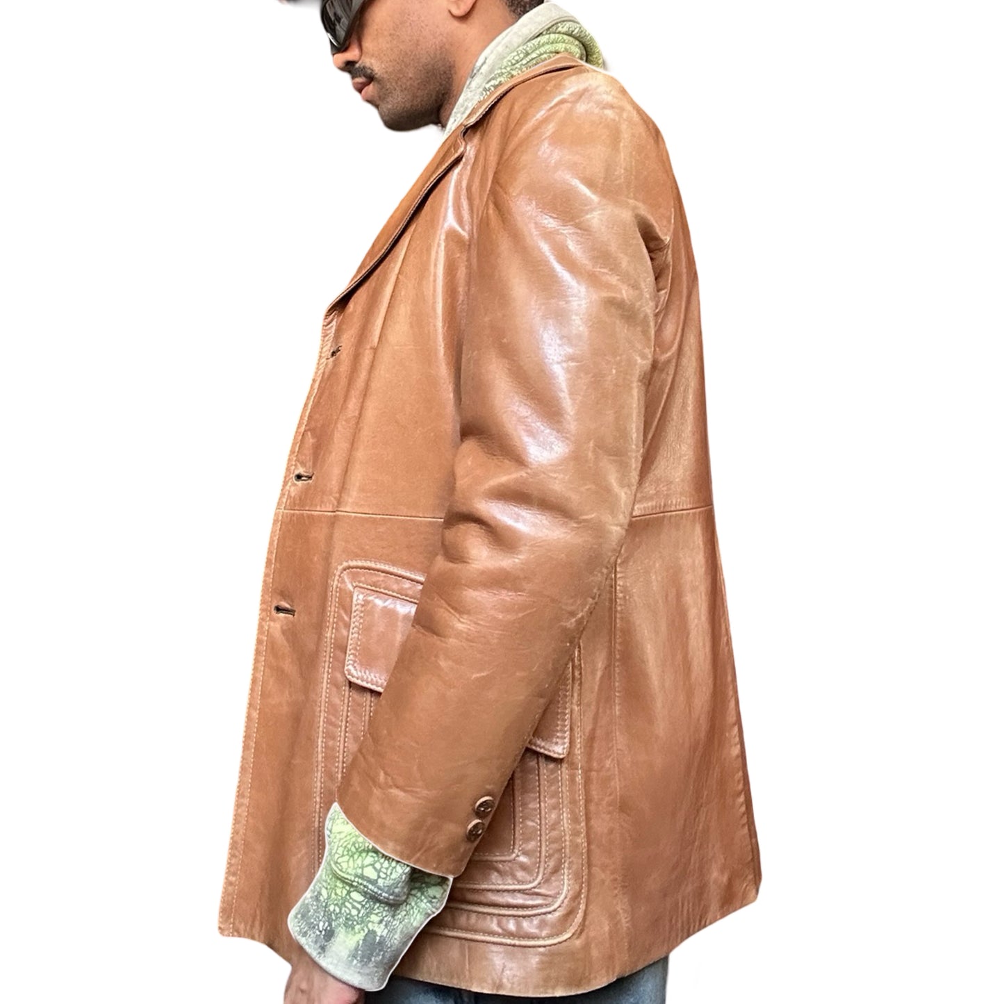 Vintage Trailmaster Brown/Camel Leather Blazer, left