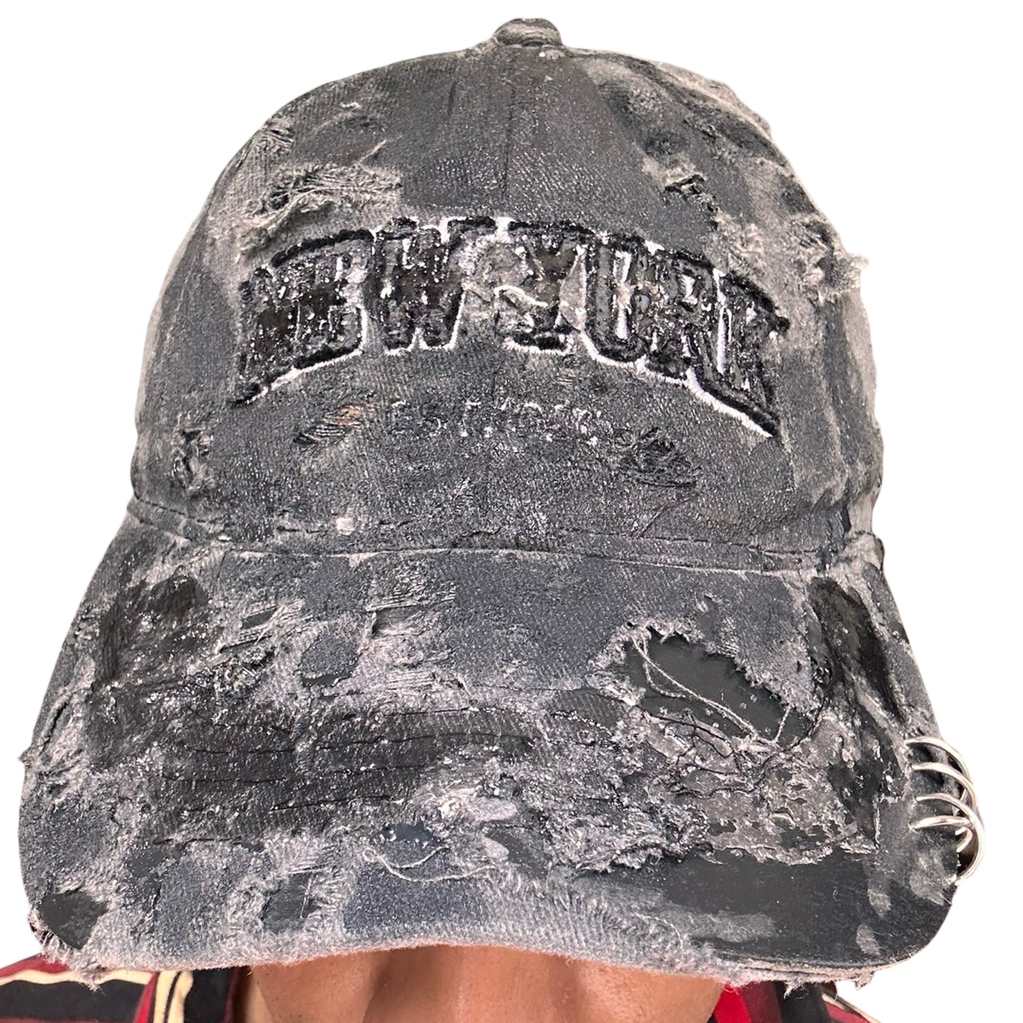 ASTROBOI* 'Orion' New York Black Distressed Resin Pierced Hat - front