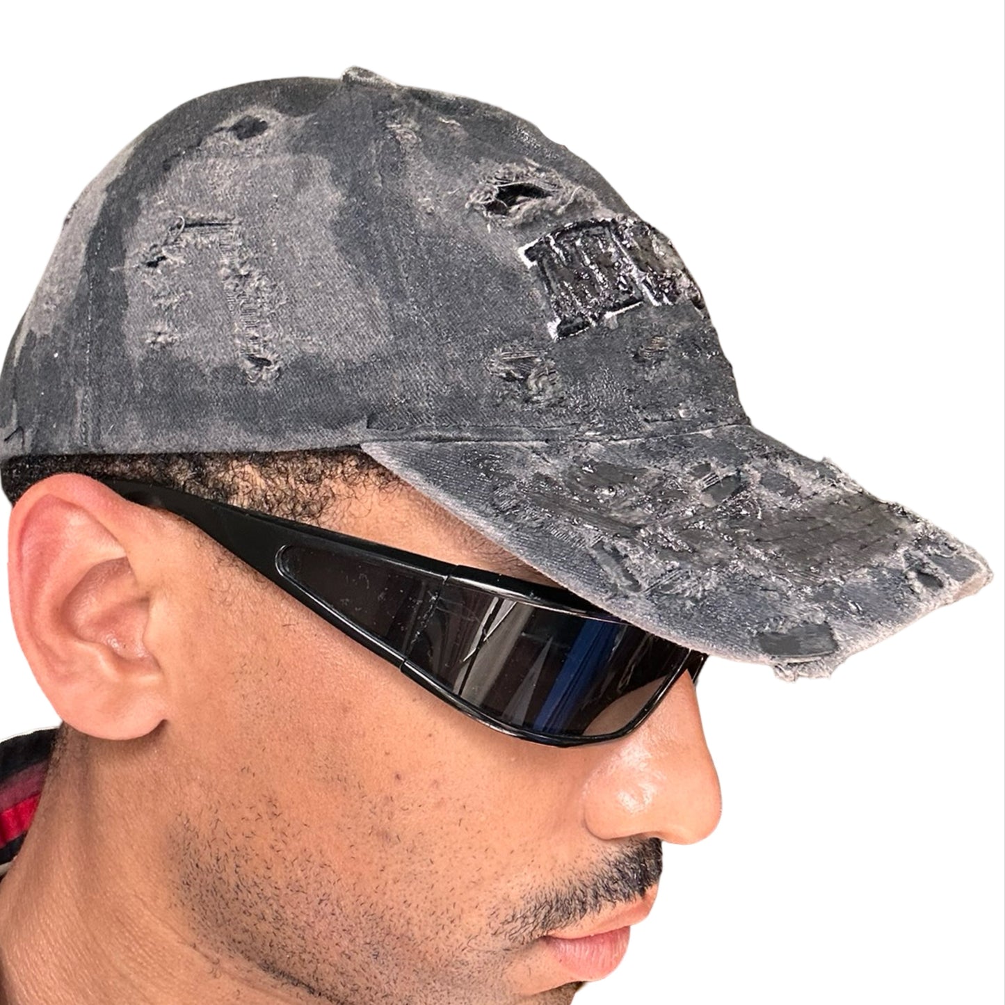 ASTROBOI* 'Orion' New York Black Distressed Resin Pierced Hat - right