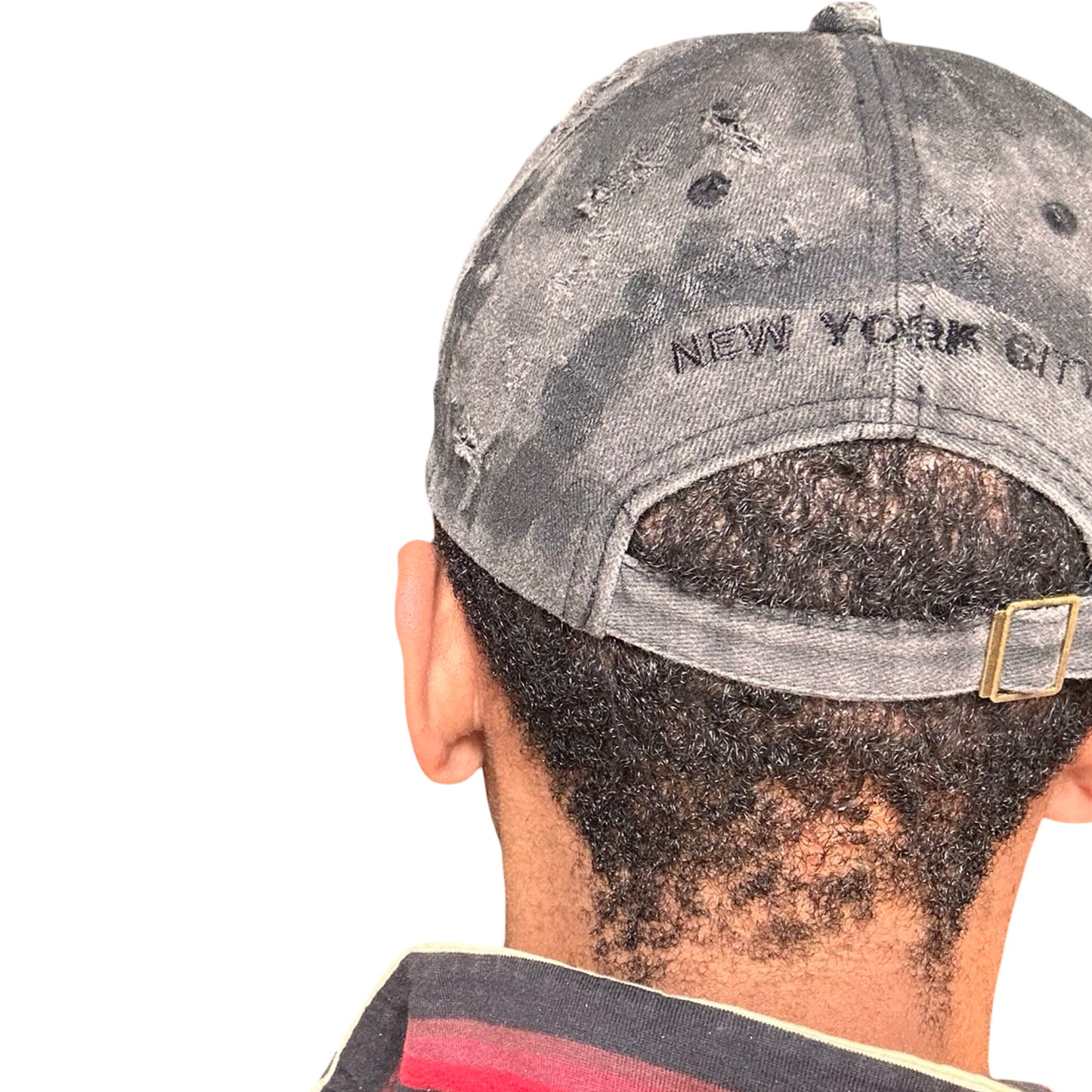 ASTROBOI* 'Orion' New York Black Distressed Resin Pierced Hat - back