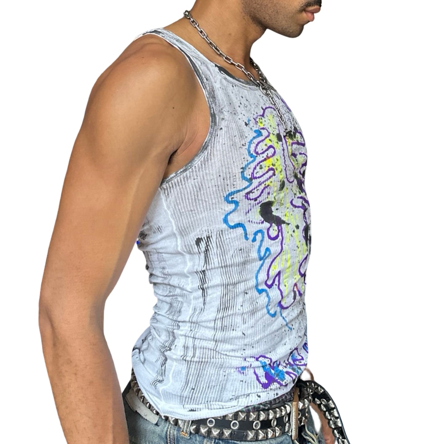 ASTROBOI* x Hanes 'Skies' White Graphic Print Tank Top - right