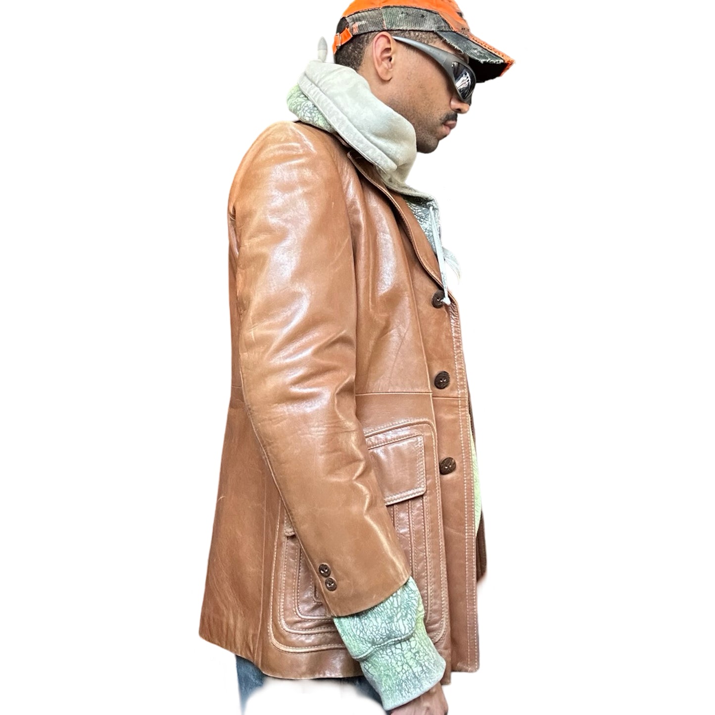 Vintage Trailmaster Brown/Camel Leather Blazer, right