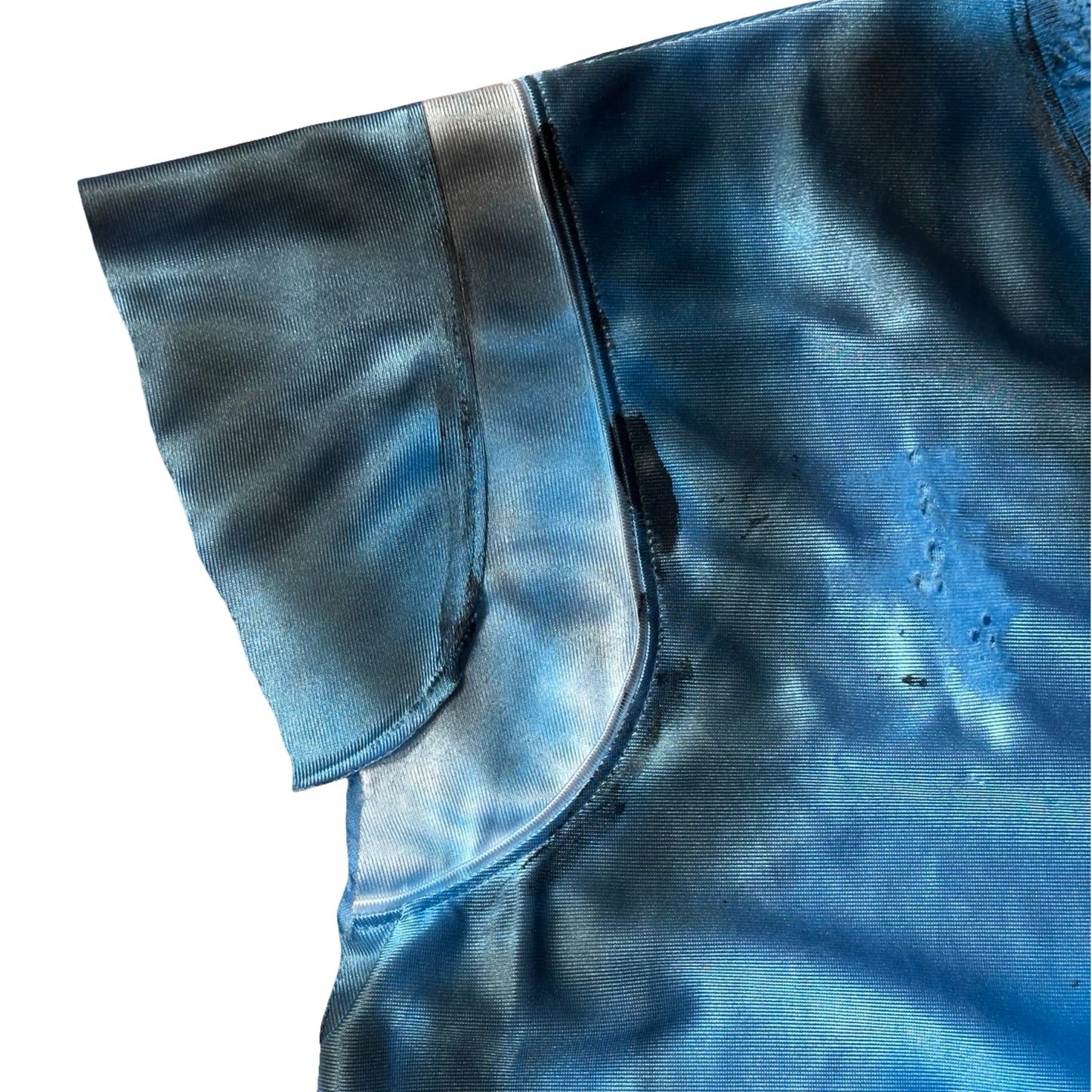 ASTROBOI* V-neck Deconstructed Blue Painted T-shirt Jersey – flat detail 2