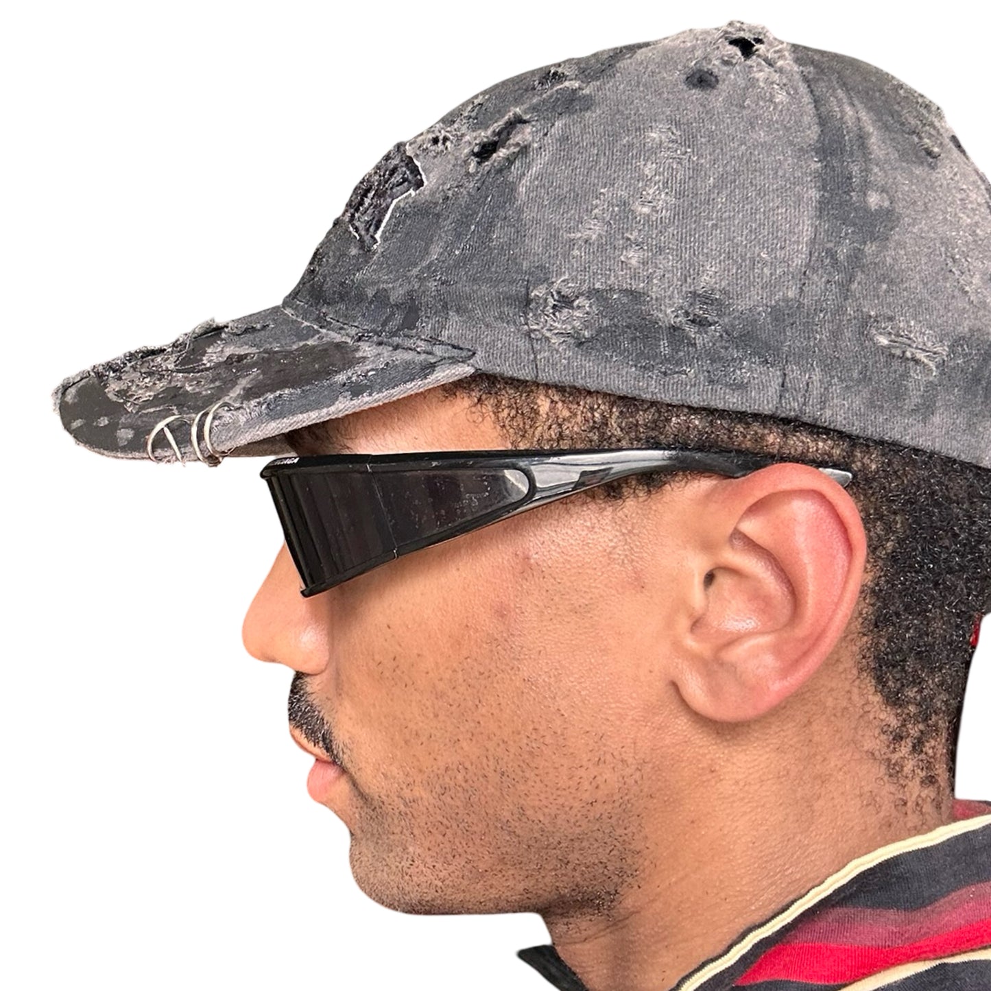 ASTROBOI* 'Orion' New York Black Distressed Resin Pierced Hat - left