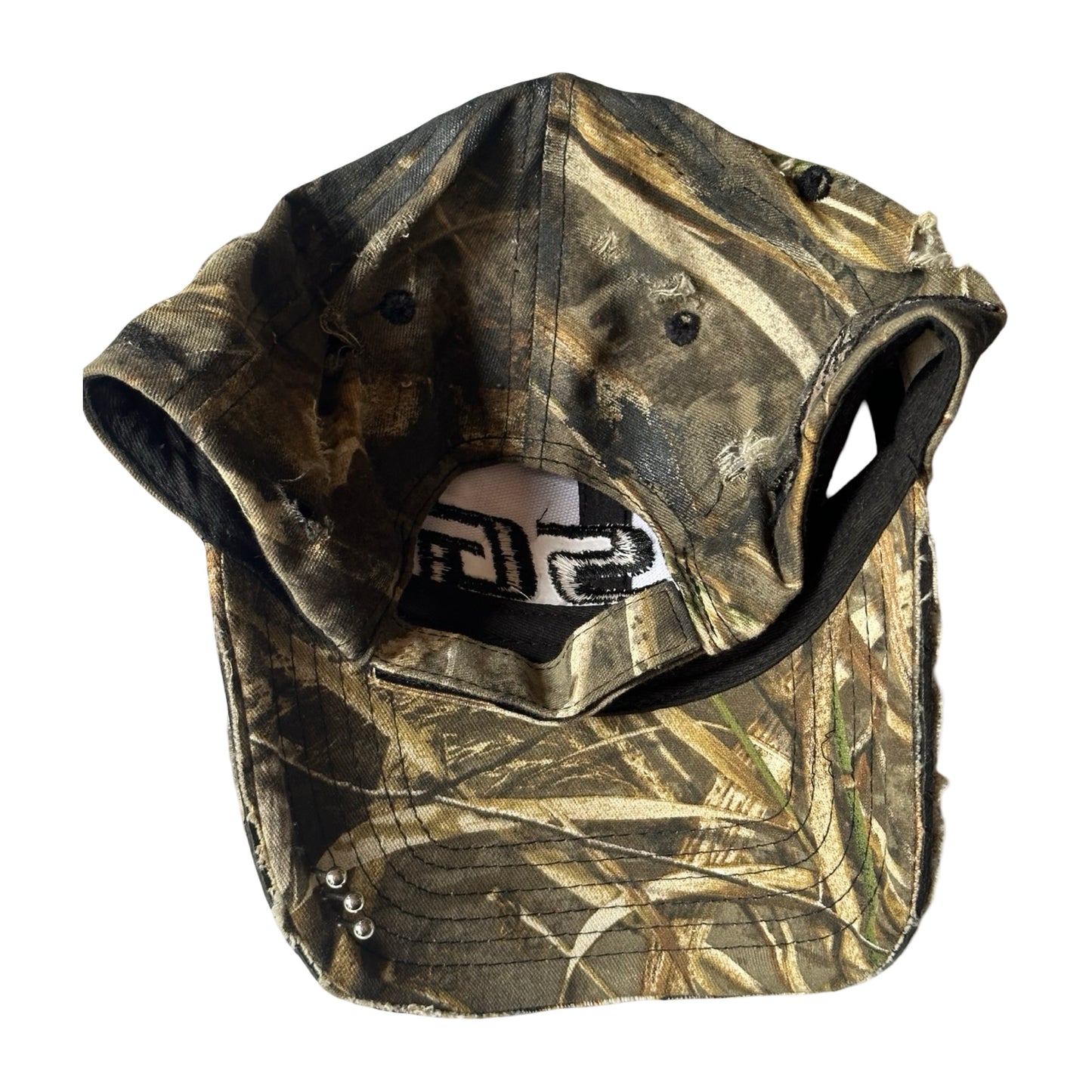 ASTROBOI* 'DSG' Brown Camouflage Pierced Rhinestone Hat - back