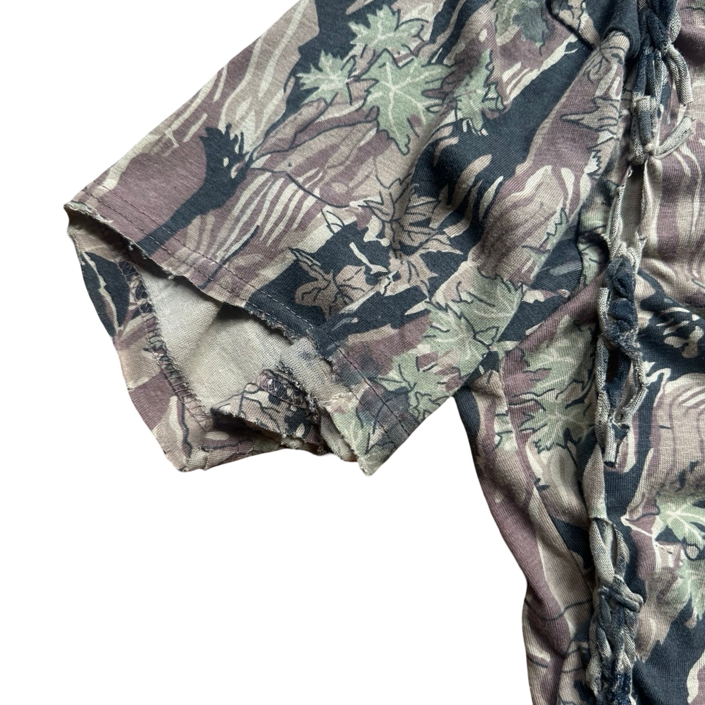 ASTROBOI* Tan Real Tree Camo Braided Twist T-Shirt – flat sleeve