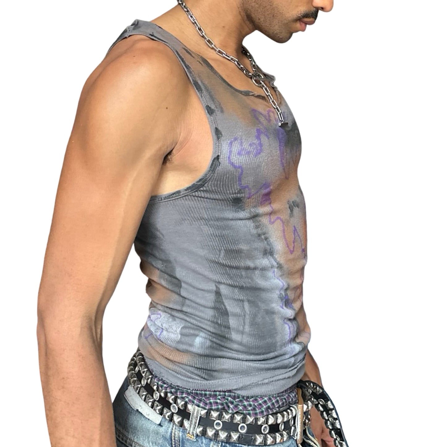 ASTROBOI* x Gildan 'Graffiti' Gray Graphic Print Tank Top - right