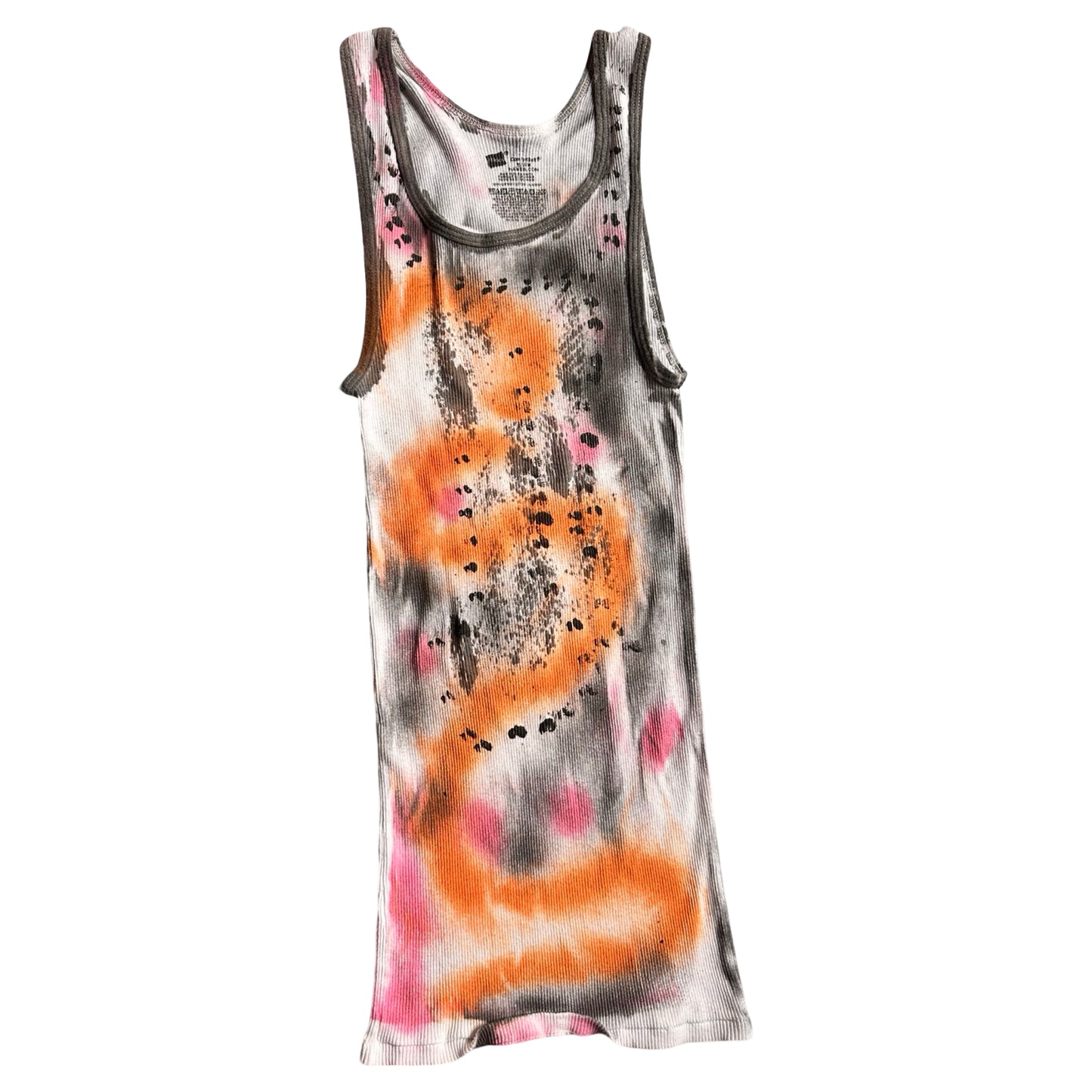 ASTROBOI* x Hanes 'Mars' White Ribbed Pink/Orange/Black Graphic Print Tank Top – flat front