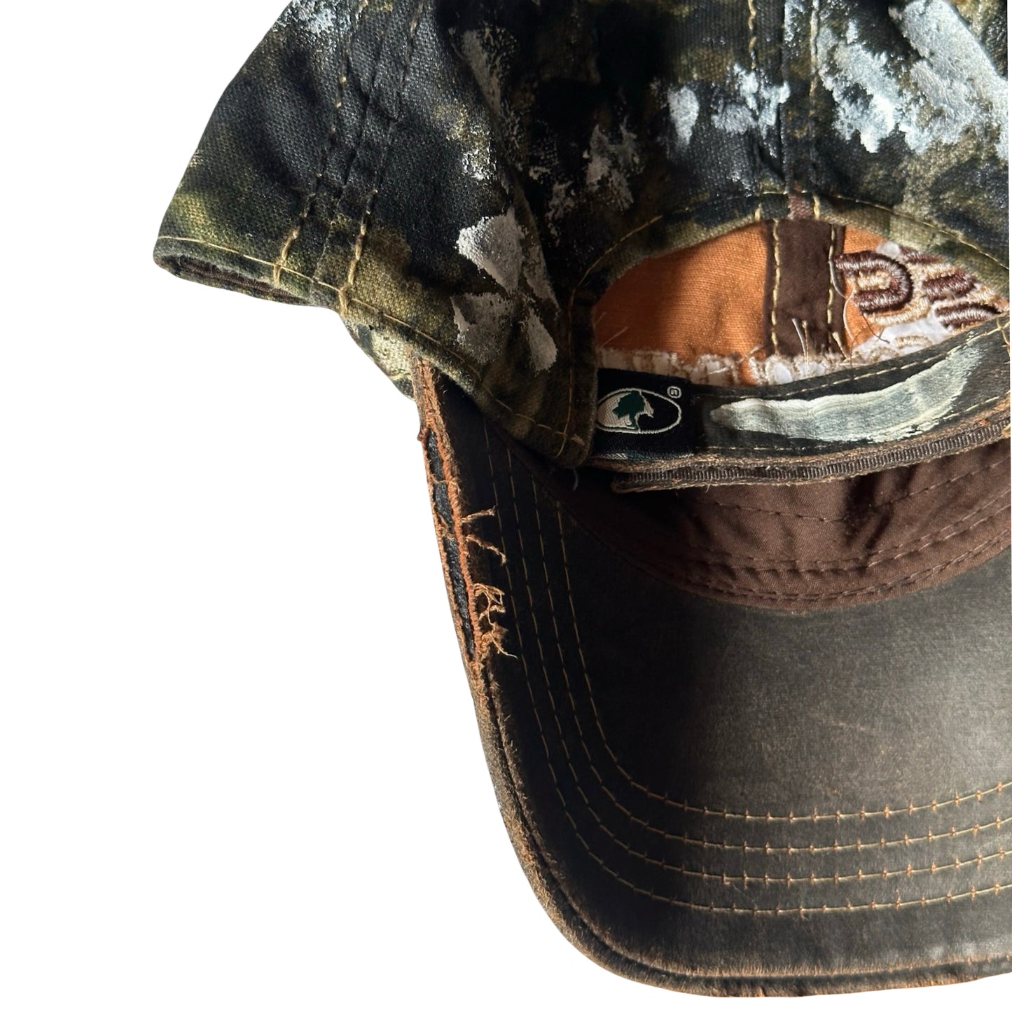 ASTROBOI* x Mossy Oak Brown Camo Painted Hat - flat back close up