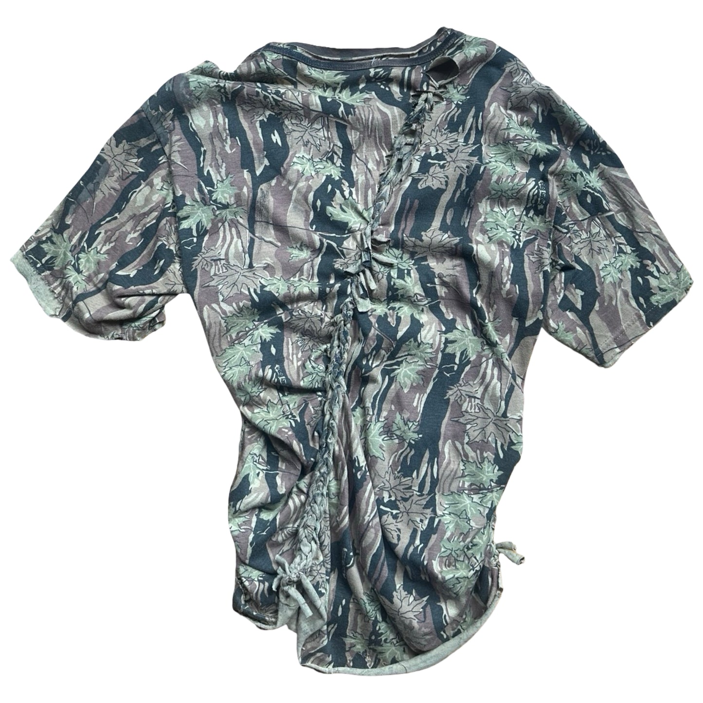 ASTROBOI* Tan Real Tree Camo Braided Twist T-Shirt – flat back