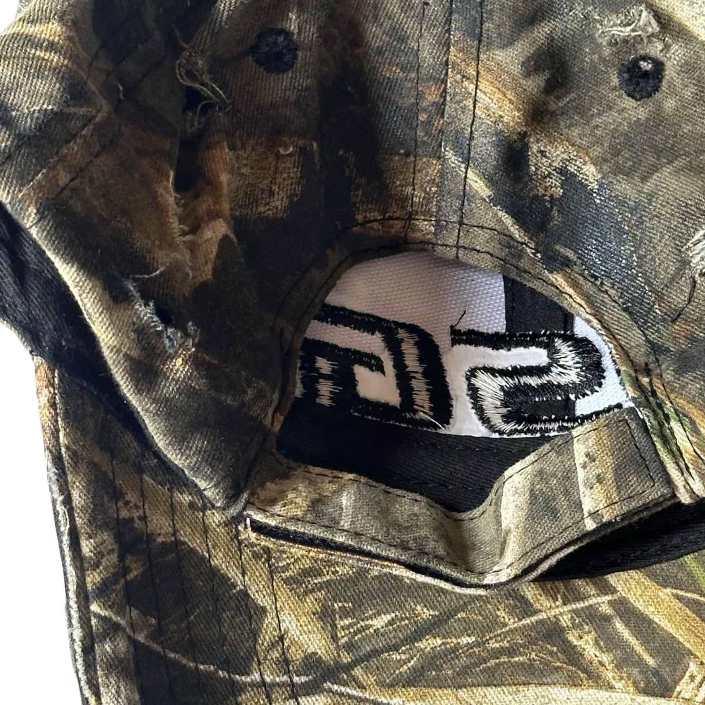 ASTROBOI* 'DSG' Brown Camouflage Pierced Rhinestone Hat - flat back