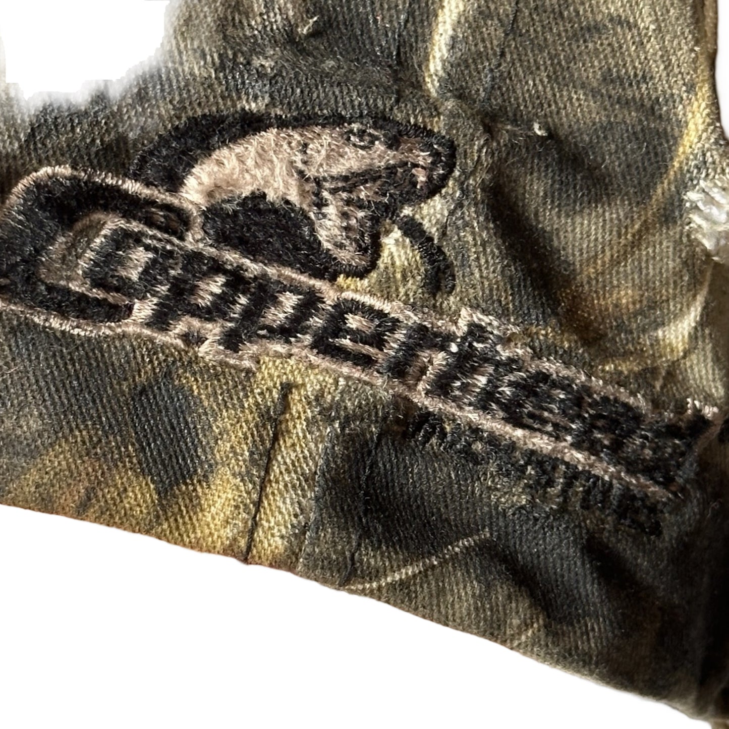 ASTROBOI* 'DSG' Brown Camouflage Pierced Rhinestone Hat - details