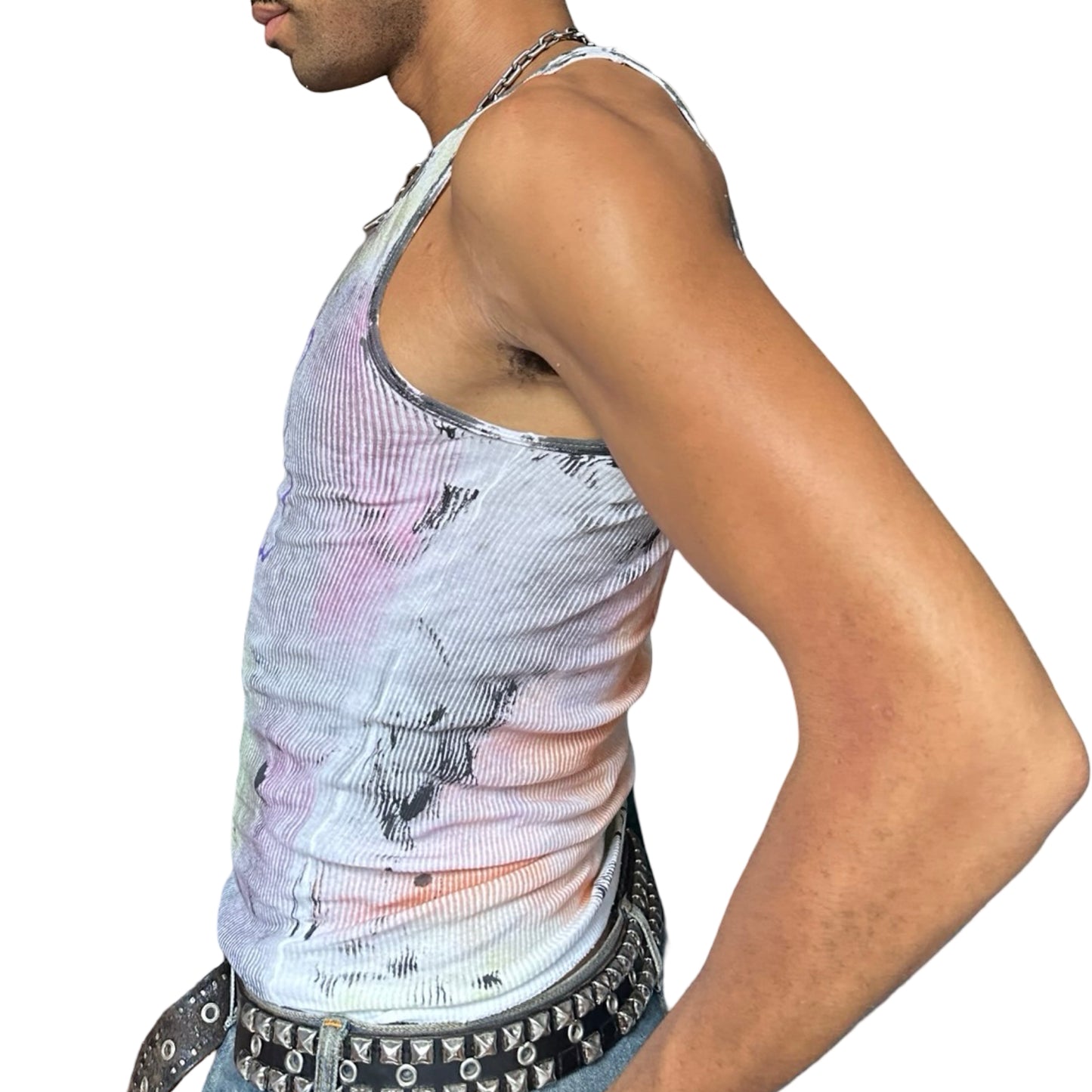 ASTROBOI* x Hanes 'Plum' White Graphic Print Tank Top - left