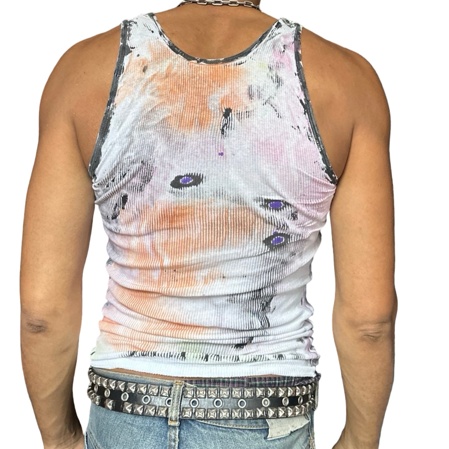 ASTROBOI* x Hanes 'Plum' White Graphic Print Tank Top - back
