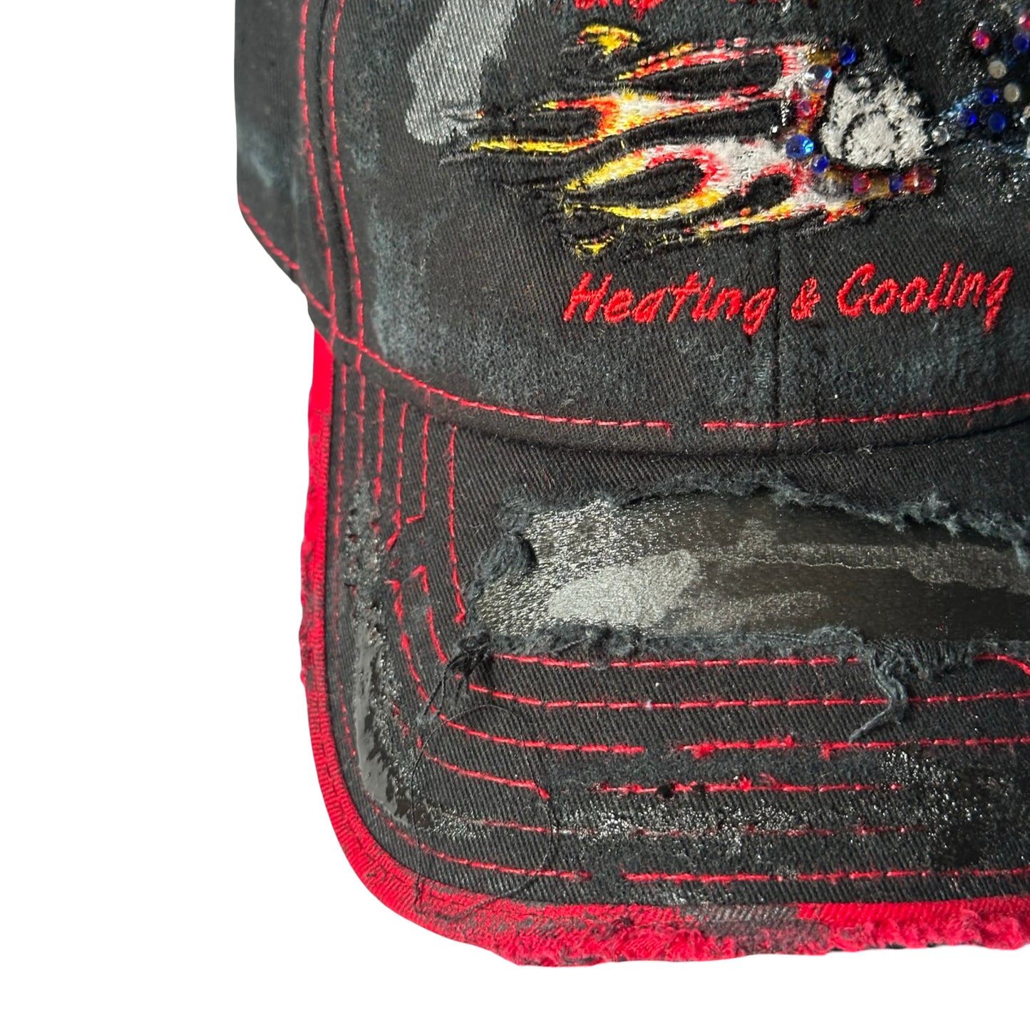 ASTROBOI* 'Heating + Cooling' Black Pierced Rhinestone Hat - flat details 2