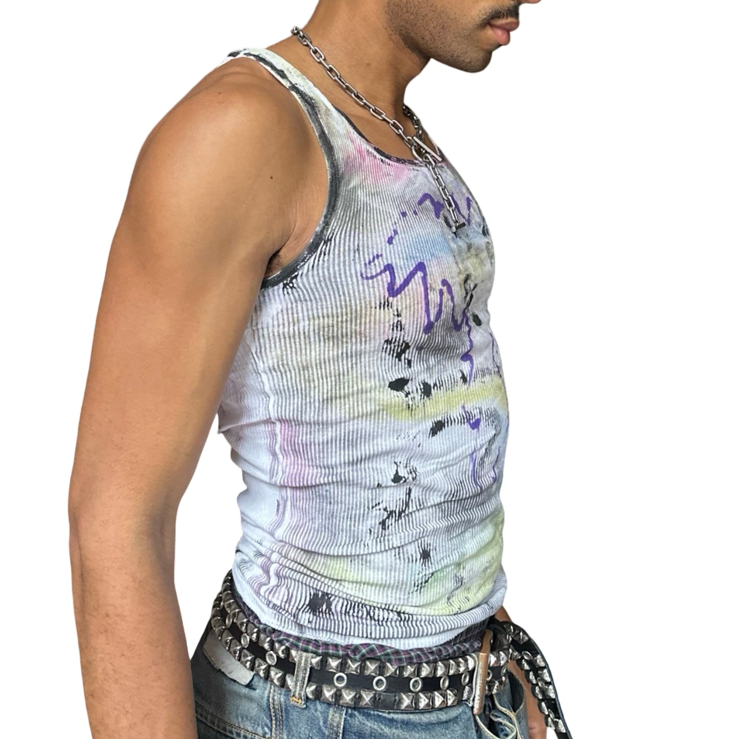 ASTROBOI* x Hanes 'Plum' White Graphic Print Tank Top - right
