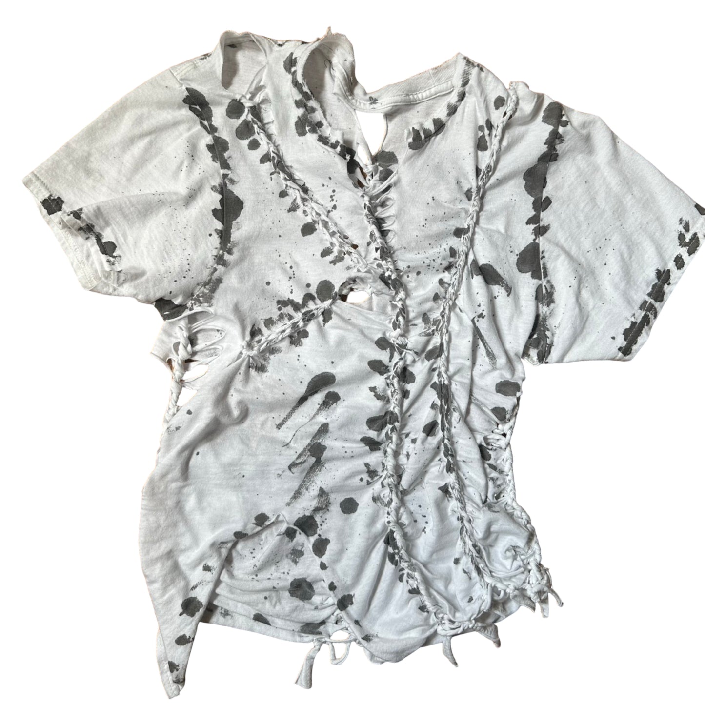 ASTROBOI* x Gildan '1001' White Braided Twist T-shirt - flat 1
