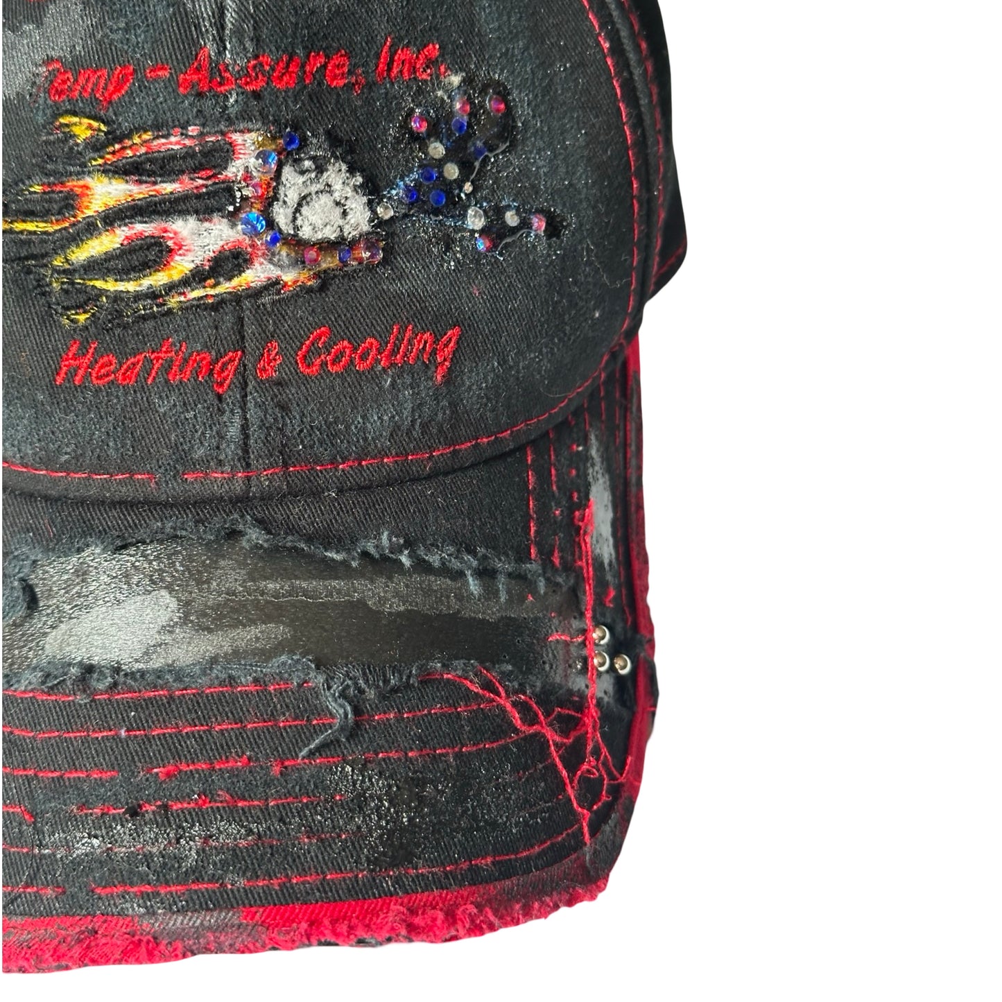 ASTROBOI* 'Heating + Cooling' Black Pierced Rhinestone Hat - flat details 3