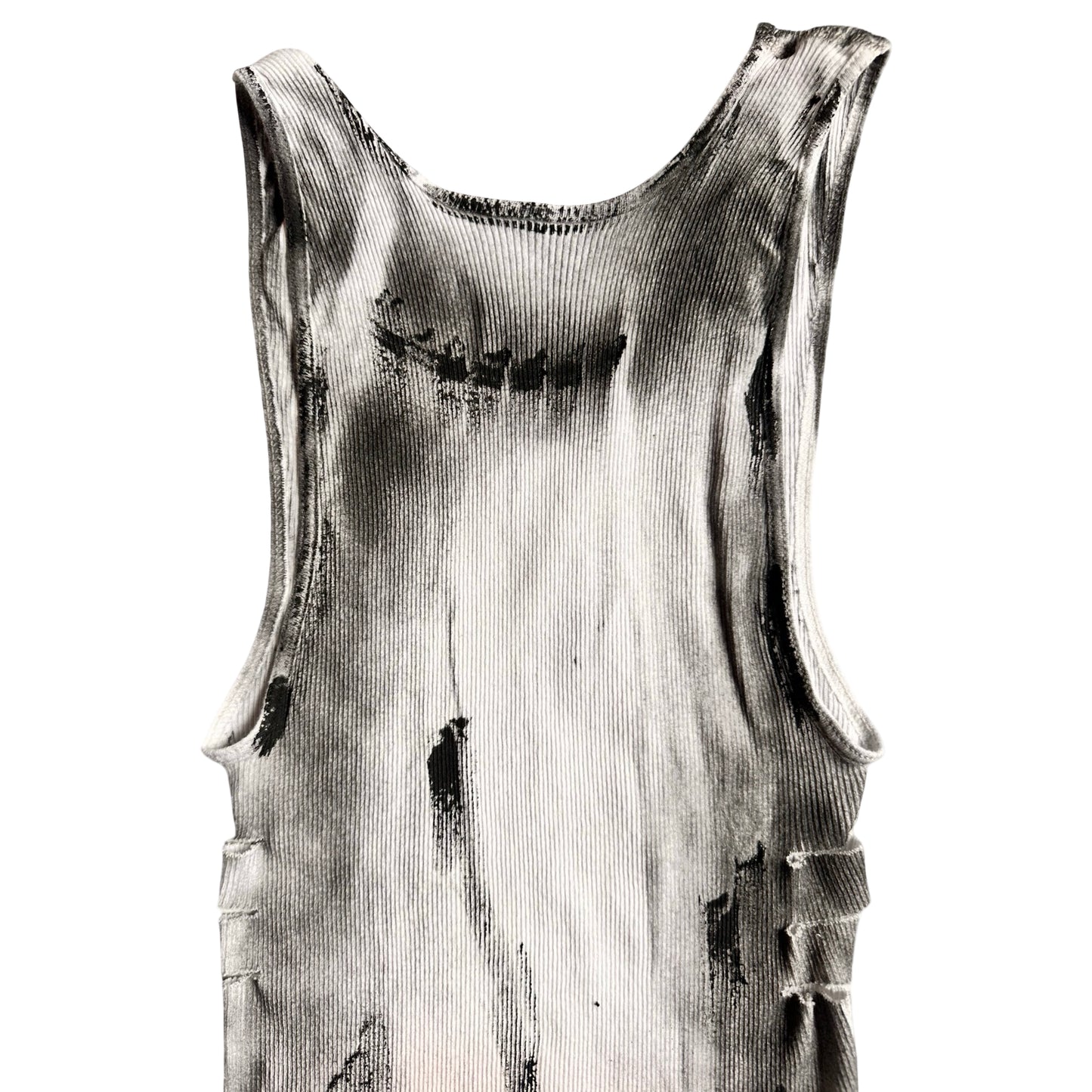 ASTROBOI* x Hanes 'Hero' White Ribbed Black Graphic Print Tank Top - flat back top