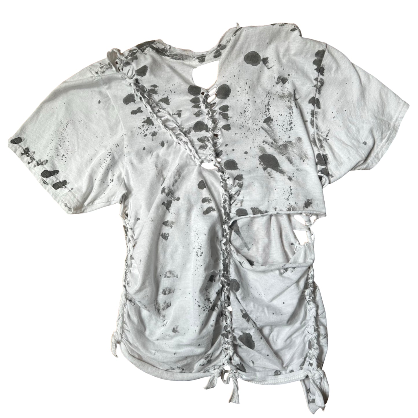 ASTROBOI* x Gildan '1001' White Braided Twist T-shirt - flat back 1