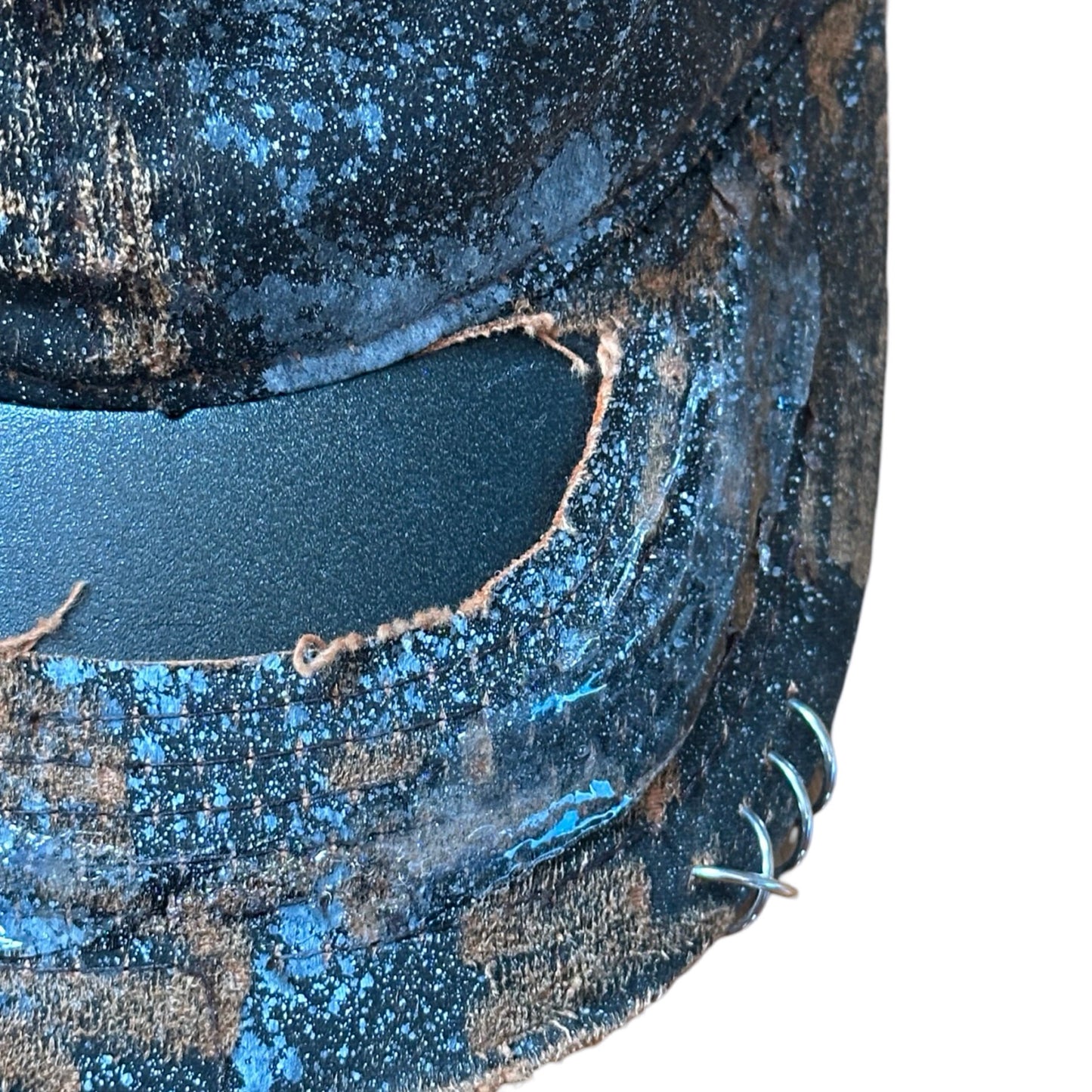 ASTROBOI* Paint Splatter & Pierced Brown Leather Resin Hat