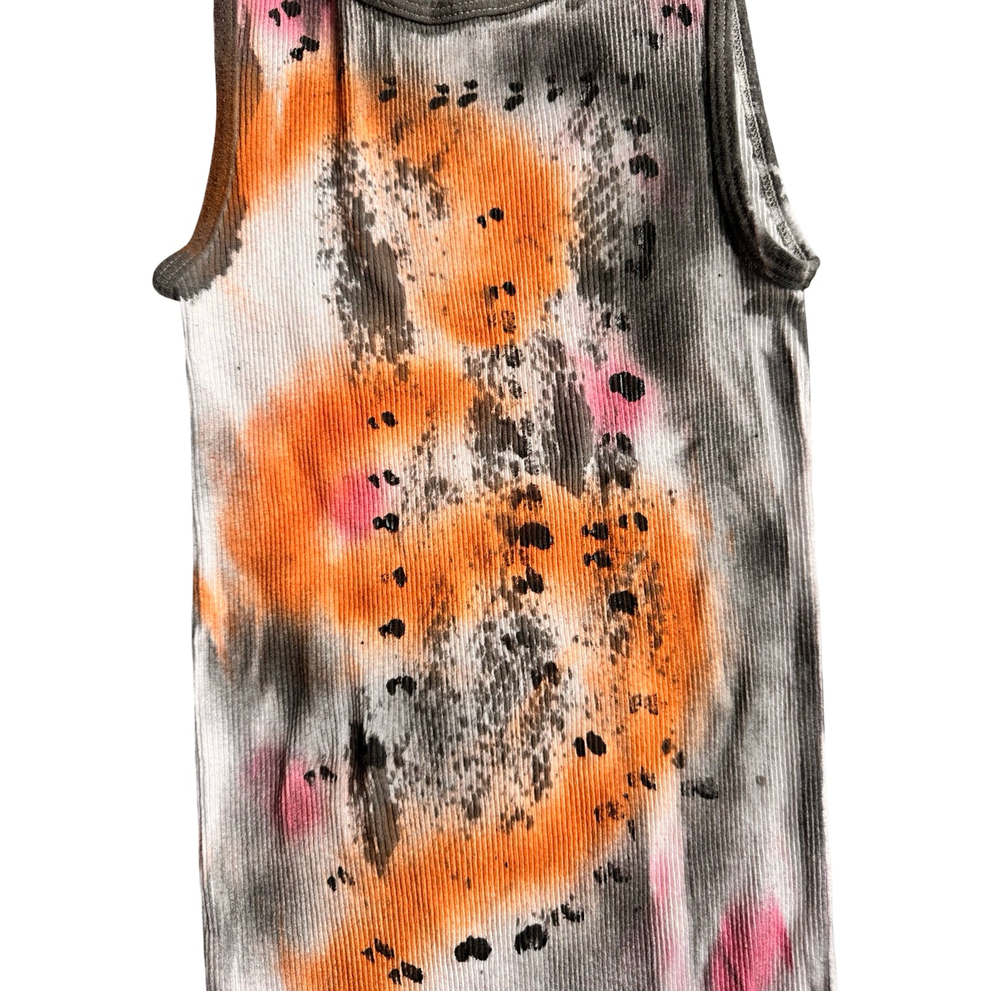 ASTROBOI* x Hanes 'Mars' White Ribbed Pink/Orange/Black Graphic Print Tank Top – flat front center