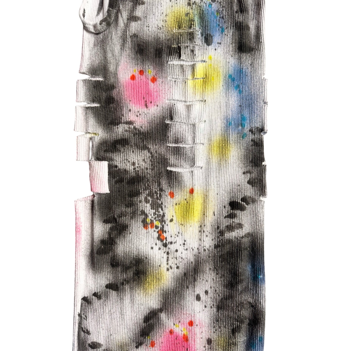 ASTROBOI* x Hanes 'HEAVEN' White Ribbed Pink/Yellow/Black/Blue Graphic Print Tank Top – flat detail